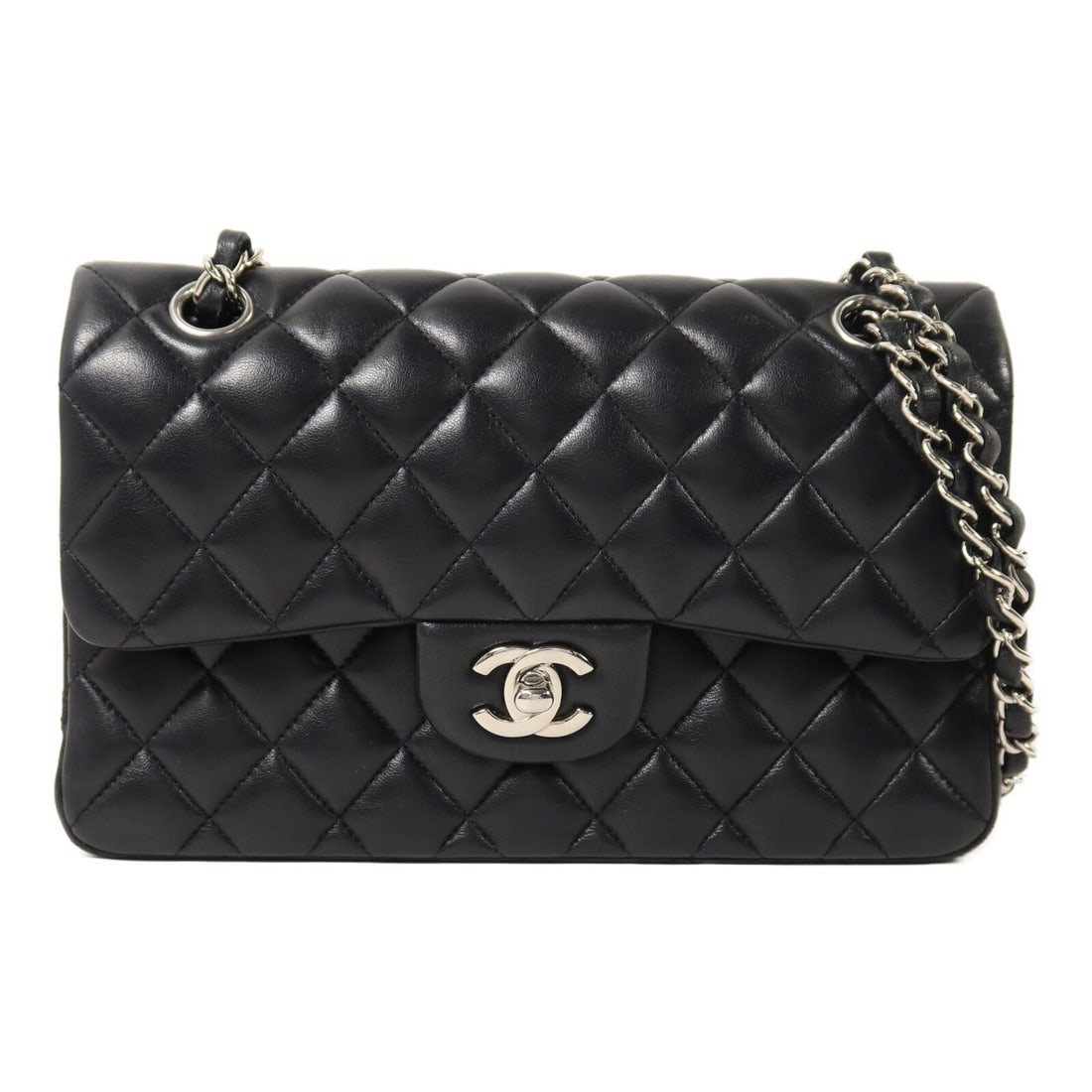 Chanel Classic 23 Chain Bag Black: Authentic and authenticated Chanel Classic 23 chain shoulder bag in black lambskin. Product no. 29189155. Approx. 23W x 14.5H x 6D cm with 52-92 cm strap. Includes hologram sticker and guarantee.