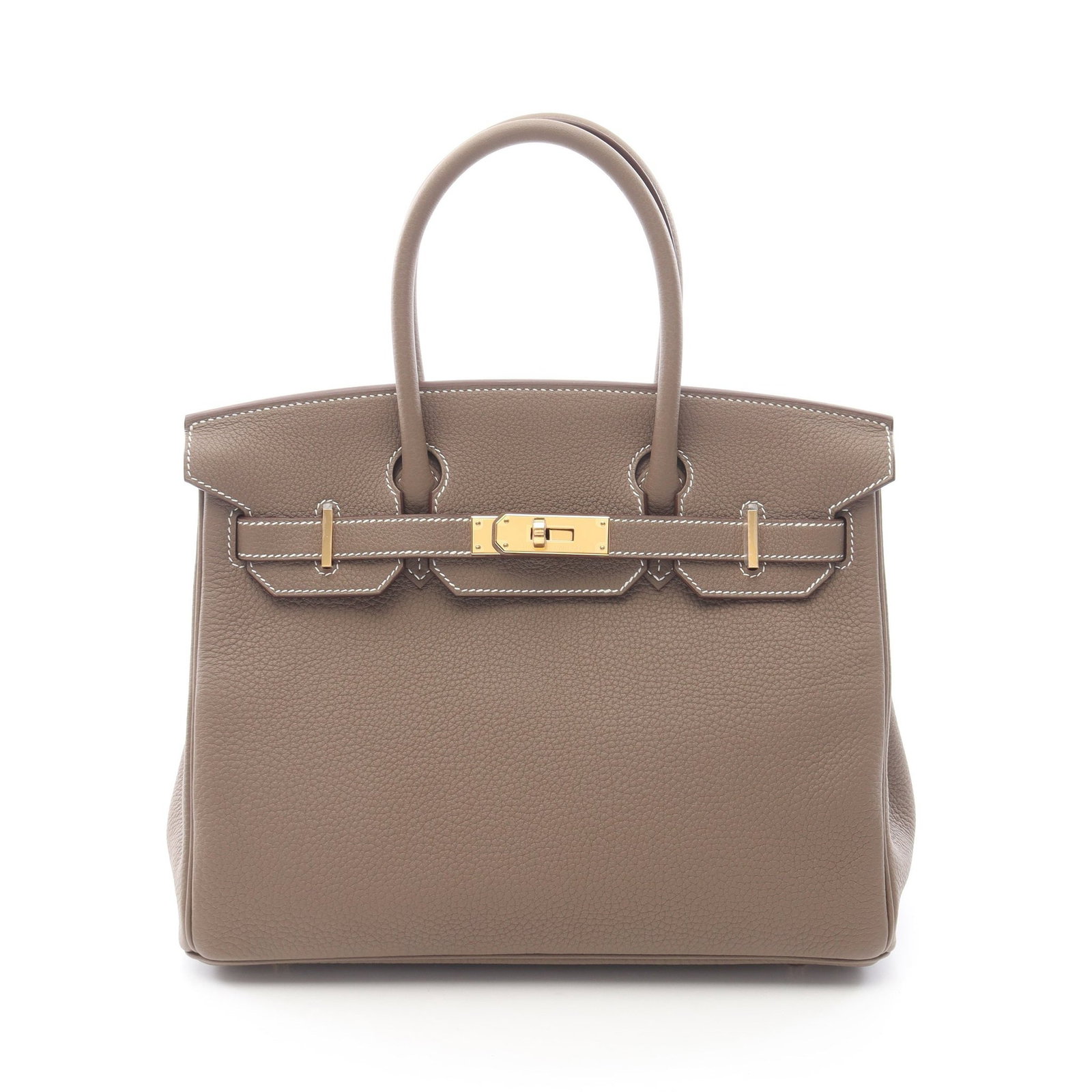 Hermes Birkin 30 Dark Gray Togo: Authentic and authenticated Hermes Birkin 30 handbag in dark gray Togo with gold hardware. Approx. 24H x 28/30W x 15D cm with 33 cm handle. Includes 2 keys, padlock, and crochet.