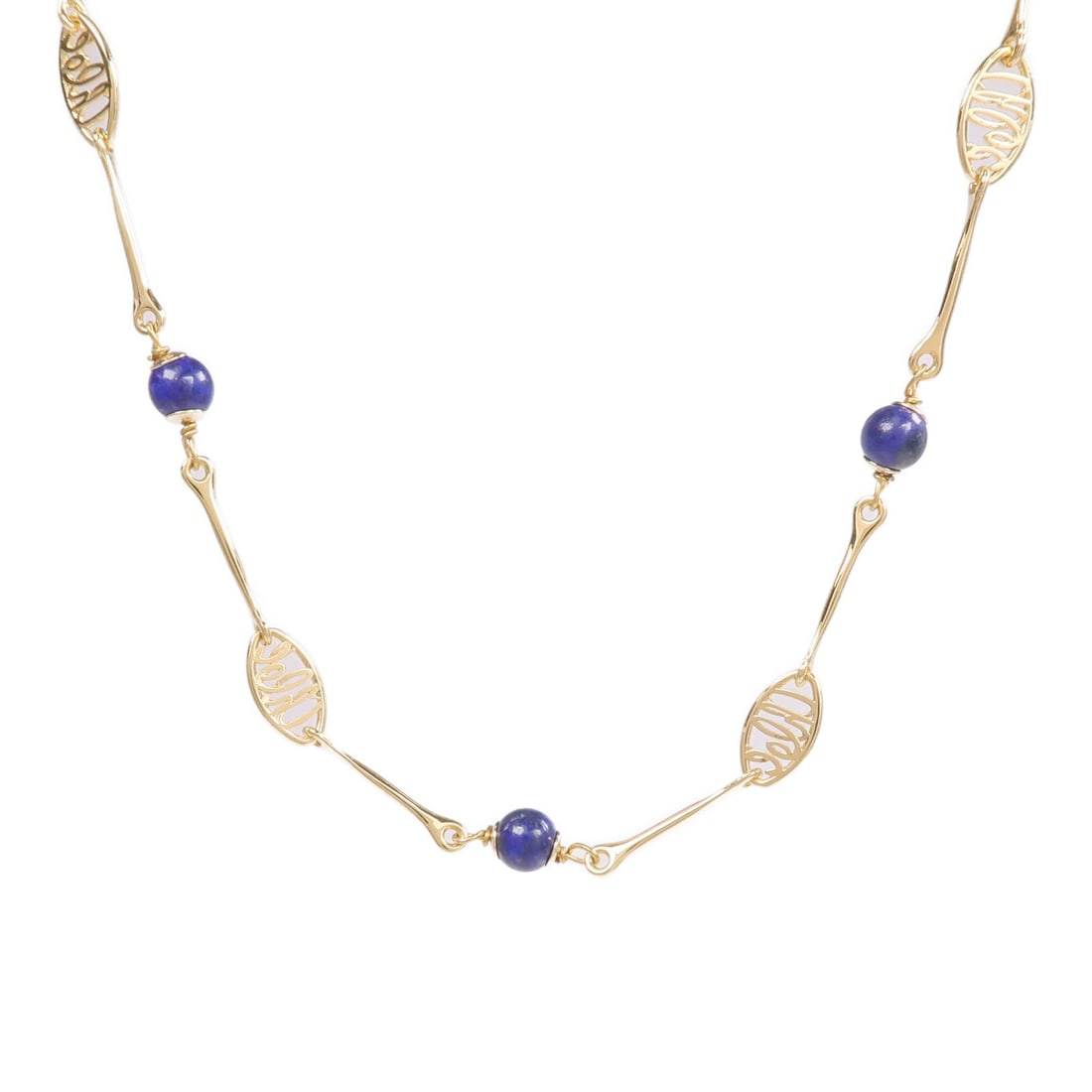 Chloe Darcey Lace Necklace: Darcey Lace necklace in metal with gold and navy tone.