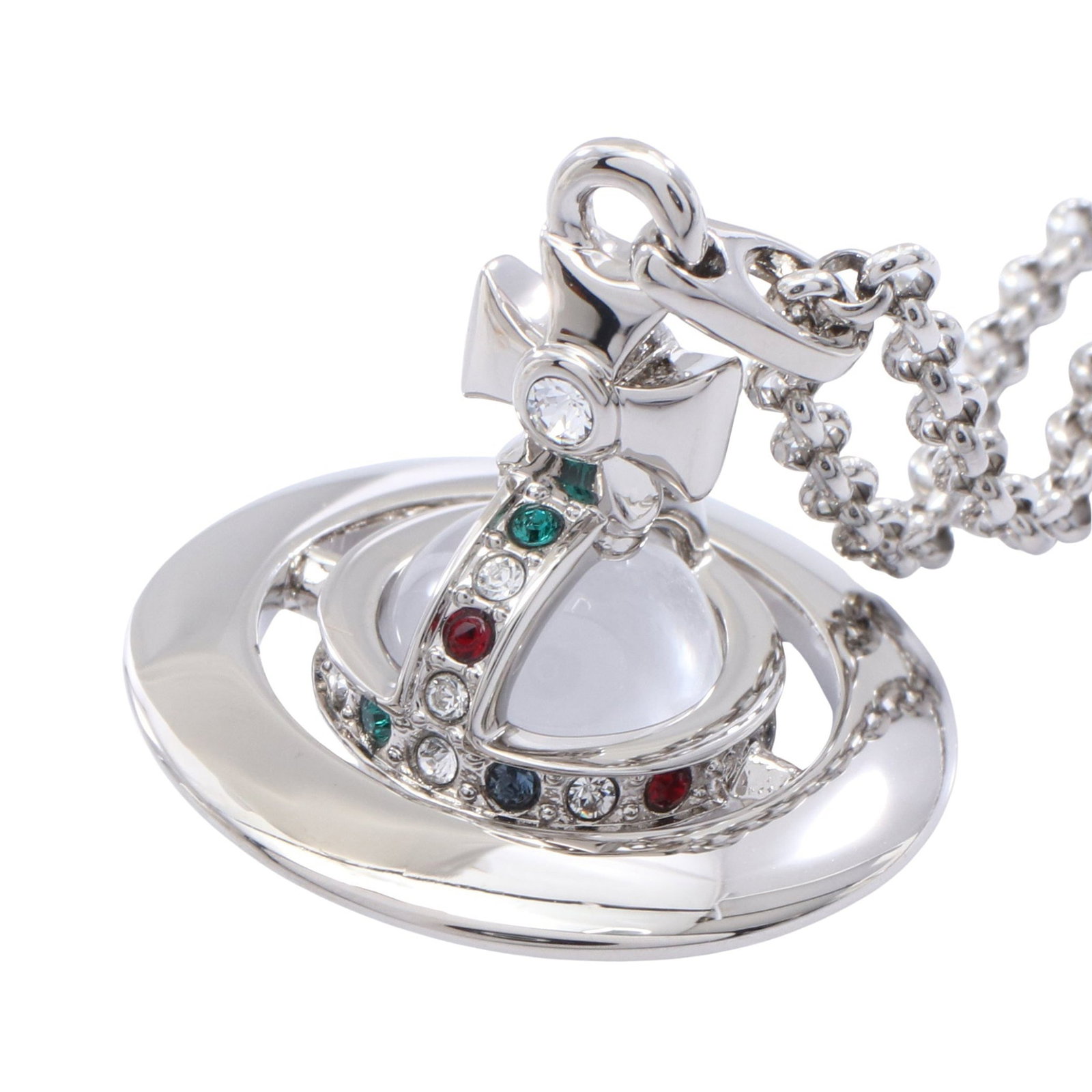 Vivienne Tiny Orb Necklace: NEW TINY ORB necklace in silver tone with multicolor rhinestones.