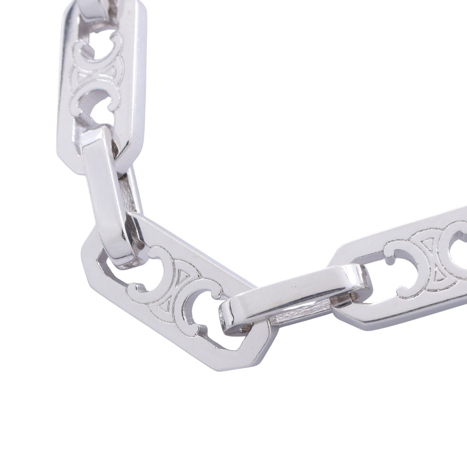 Celine Triomphe Octagon Necklace: Triomphe Small Octagon necklace in silver tone.