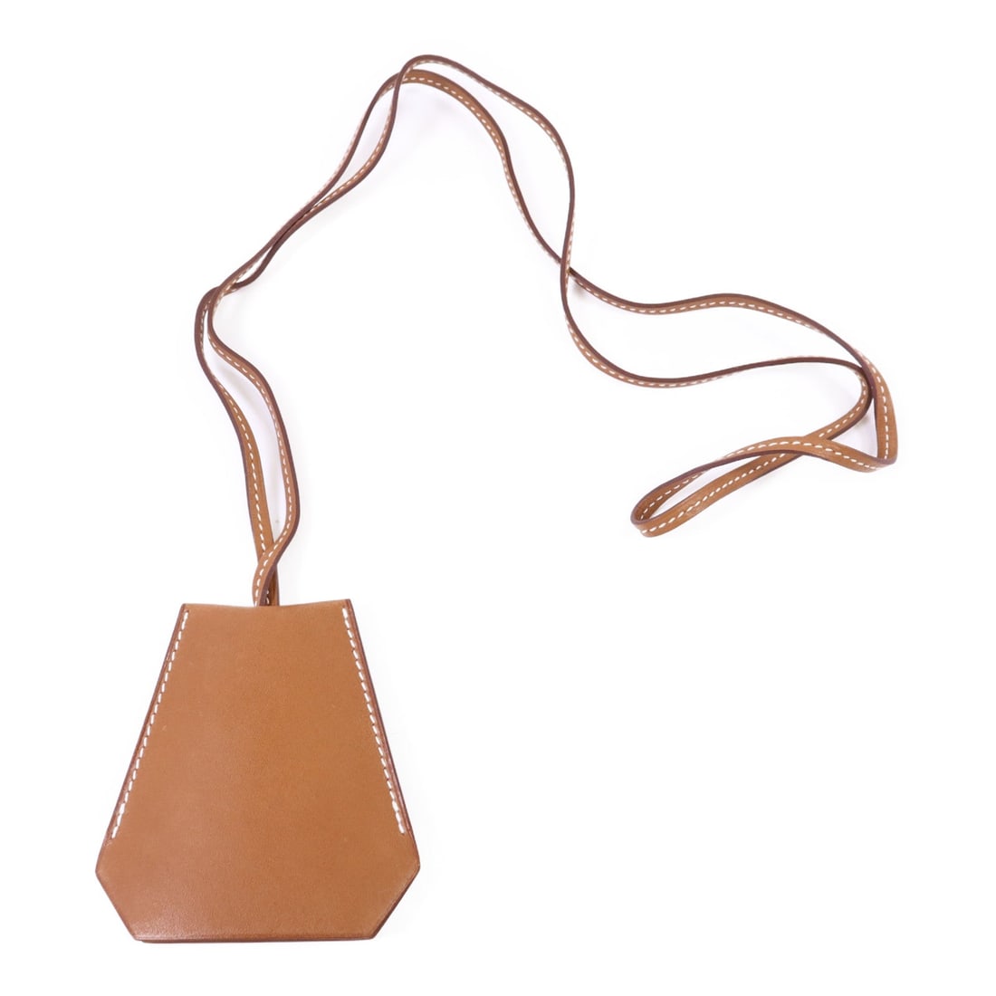 Hermes Clochette Necklace Gold: Clochette necklace in Barenia leather with gold tone.