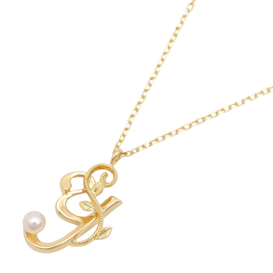 Mikimoto Initial Pearl Necklace: Initial Pearl necklace in K18 yellow gold.
