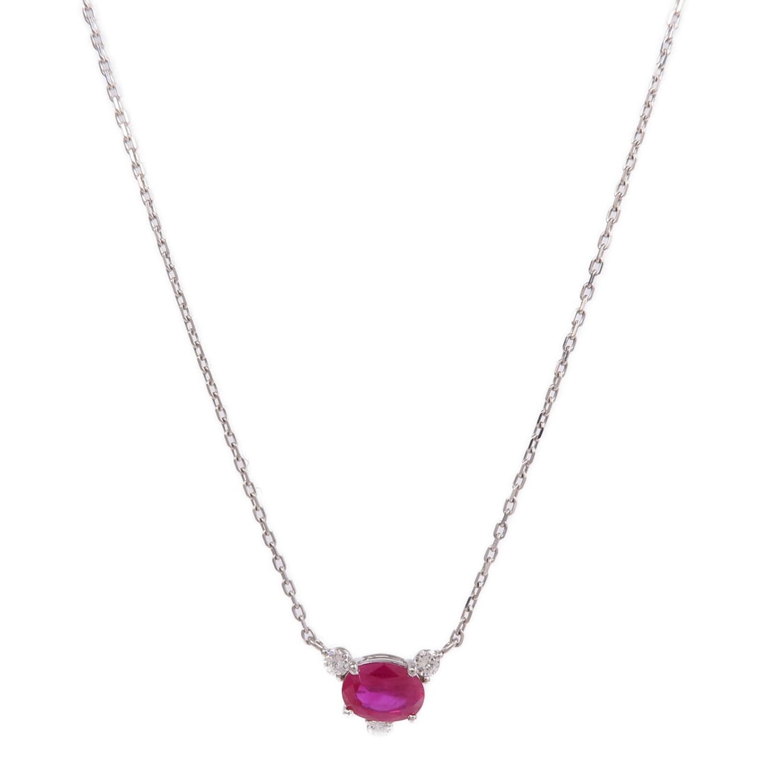 Ruby Diamond Necklace Platinum: Ruby and diamond necklace in PT900 and PT850 platinum.
