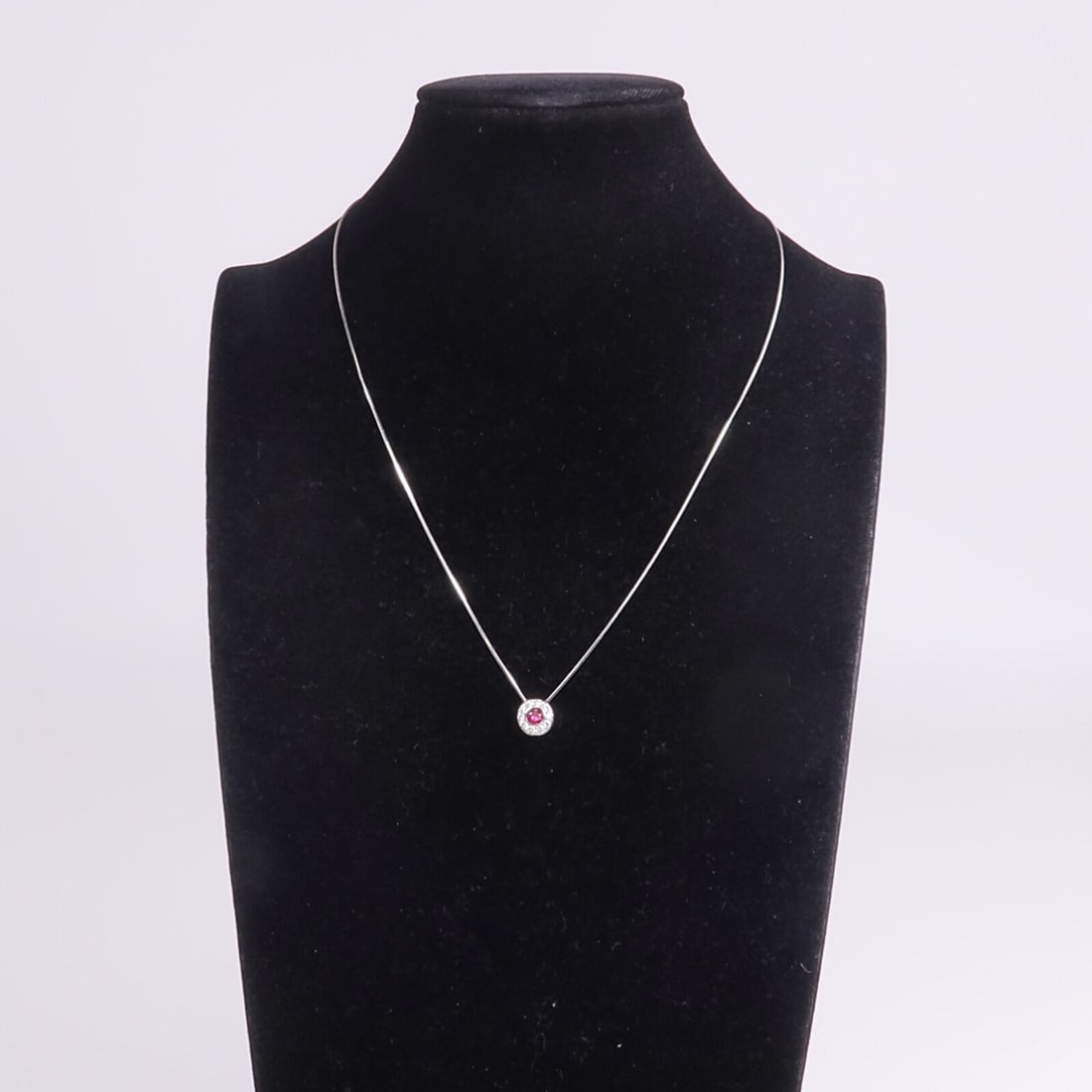 Ruby Diamond Necklace 18K White Gold - 9