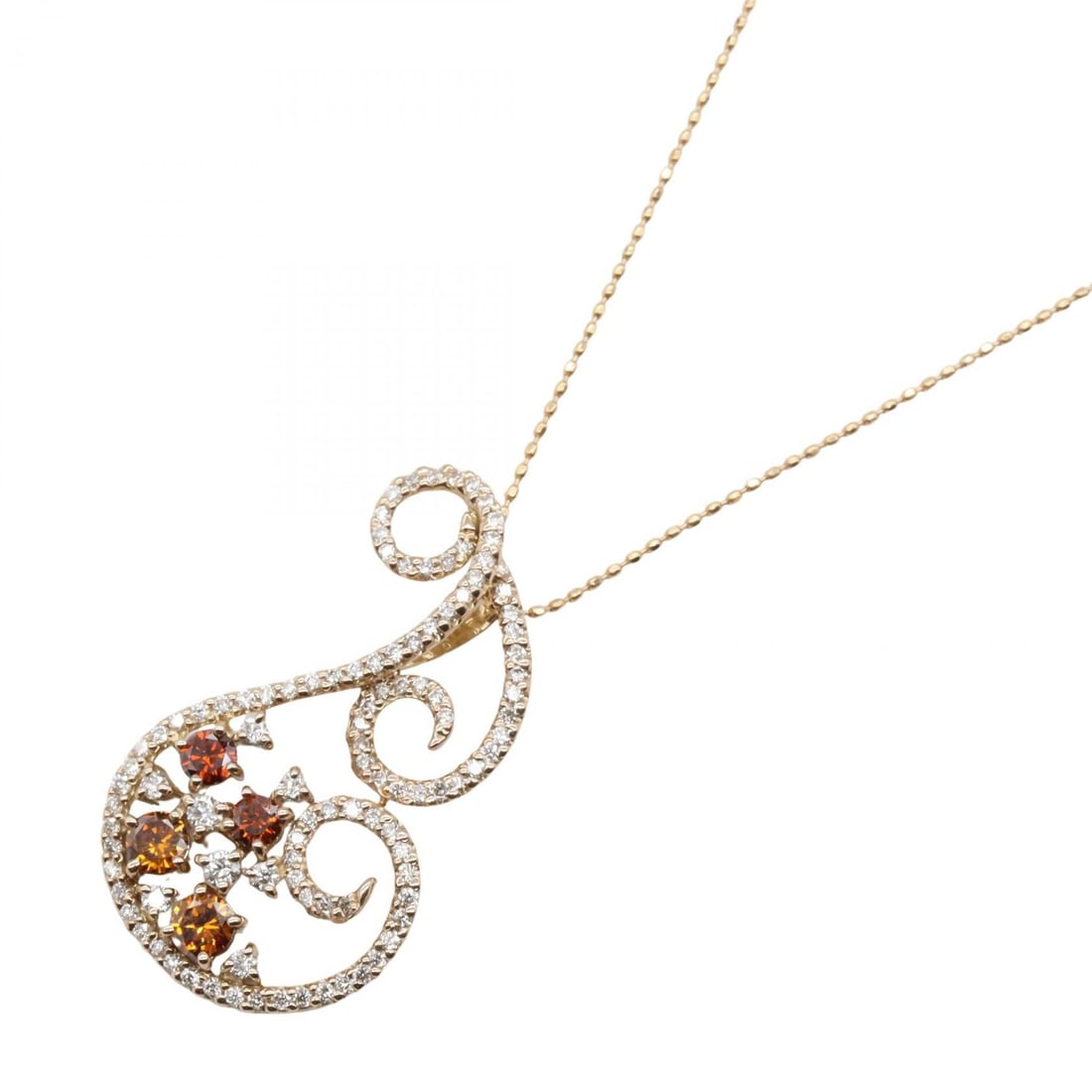 Diamond Necklace Pink Gold Brown: Diamond necklace in K18 pink gold with clear and brown tone.