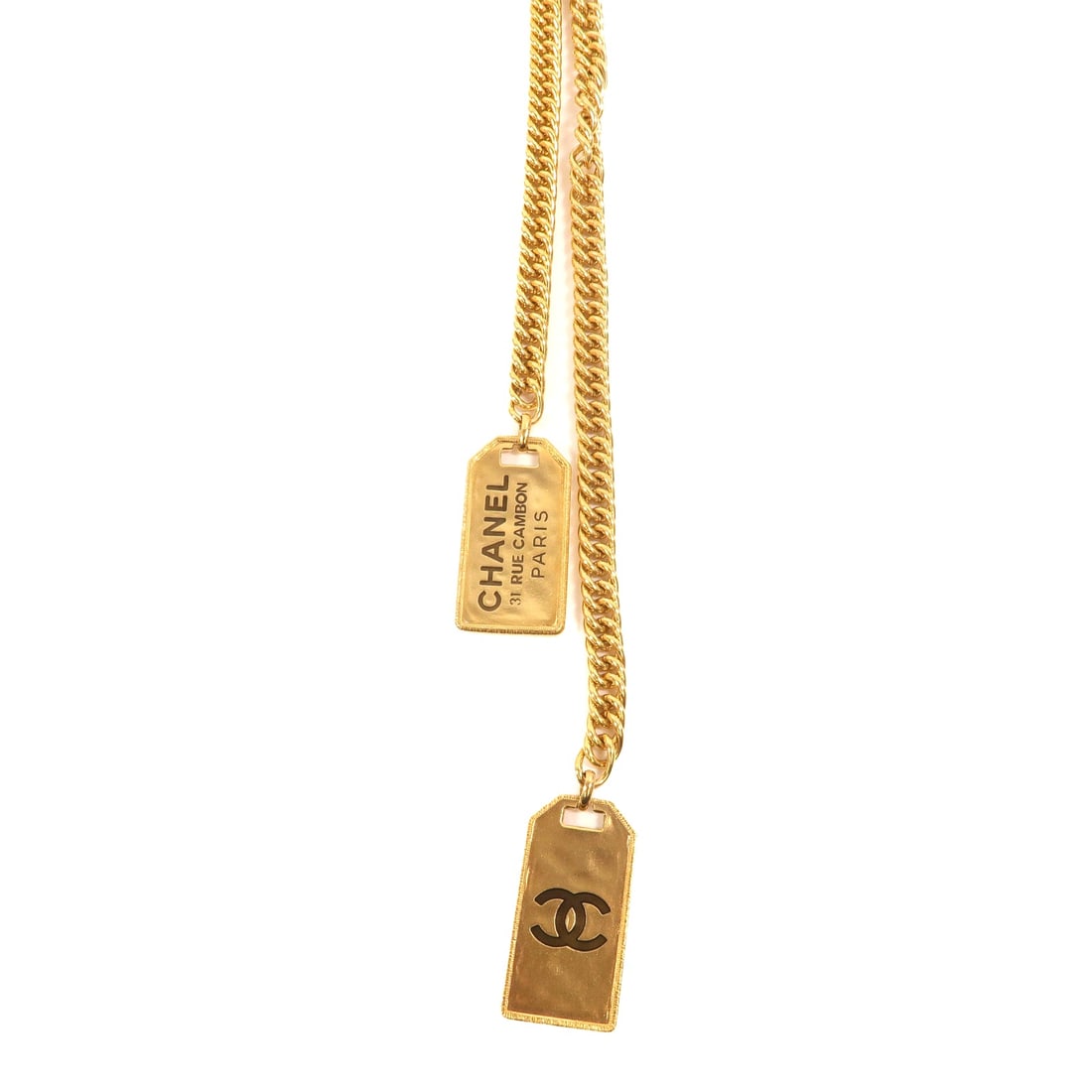 Chanel CC Chain Lariat Necklace: Chanel CC GHW Chain Lariat necklace AB3277 in metal, gold. Listed price 120,564.00. Real and authenticated.