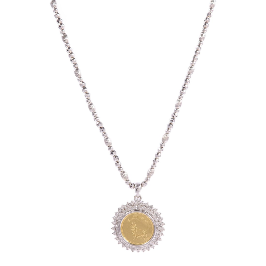 Diamond Gold Necklace: Jewelry diamond necklace in 18K white gold and 24K yellow gold. Listed price 599,597.00. Real and authenticated.