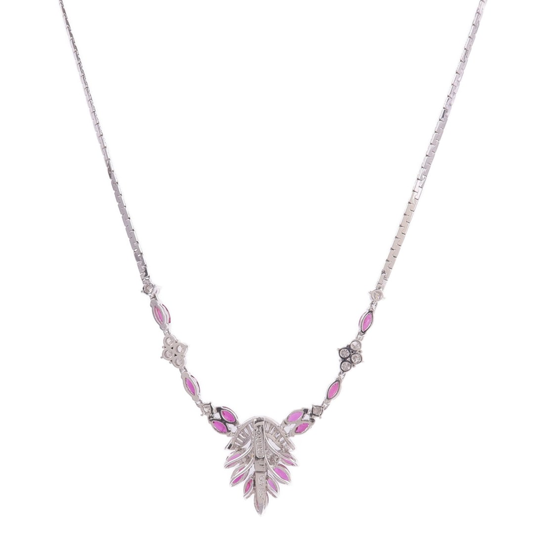 Ruby Diamond 14K White Gold Necklace - 2