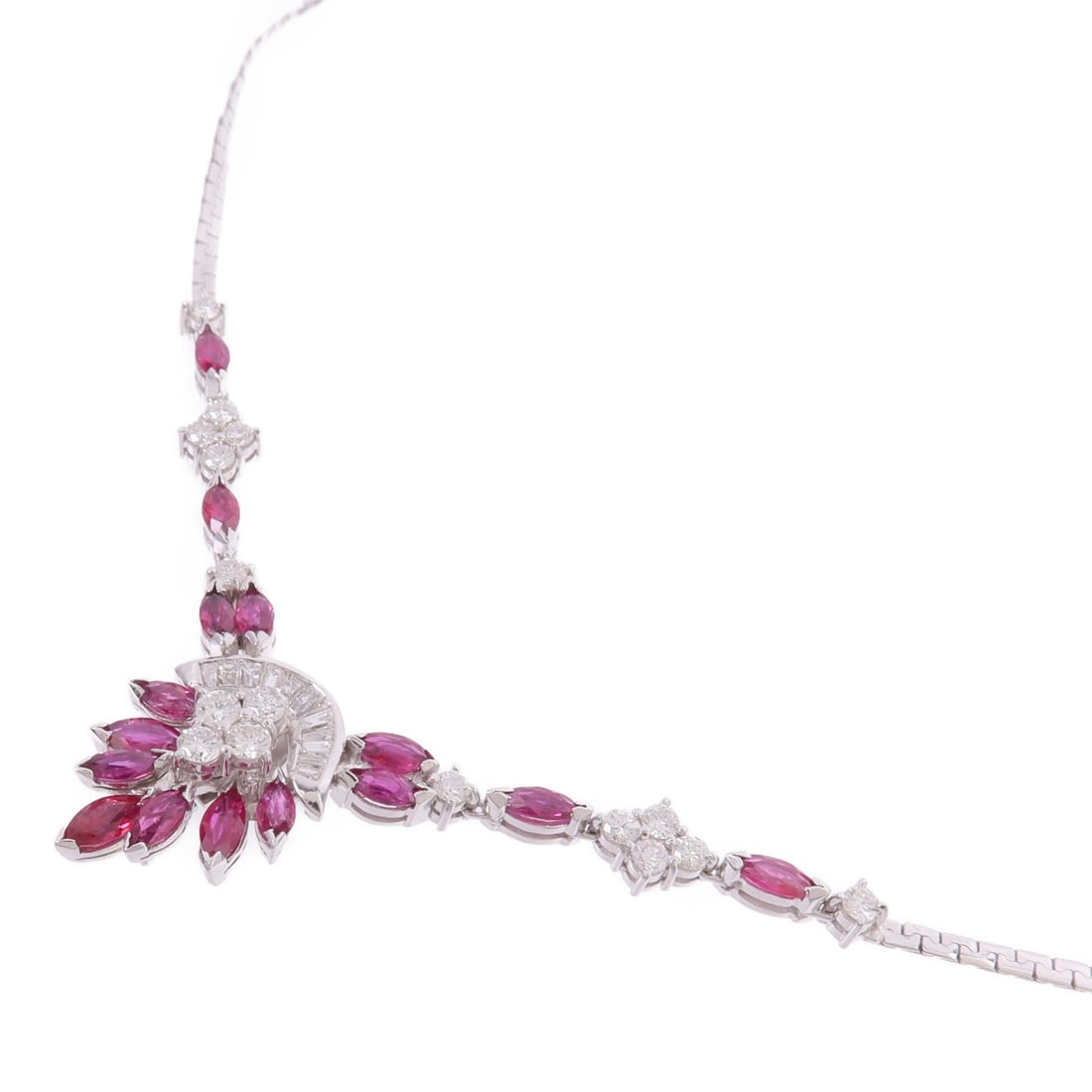 Ruby Diamond 14K White Gold Necklace - 3