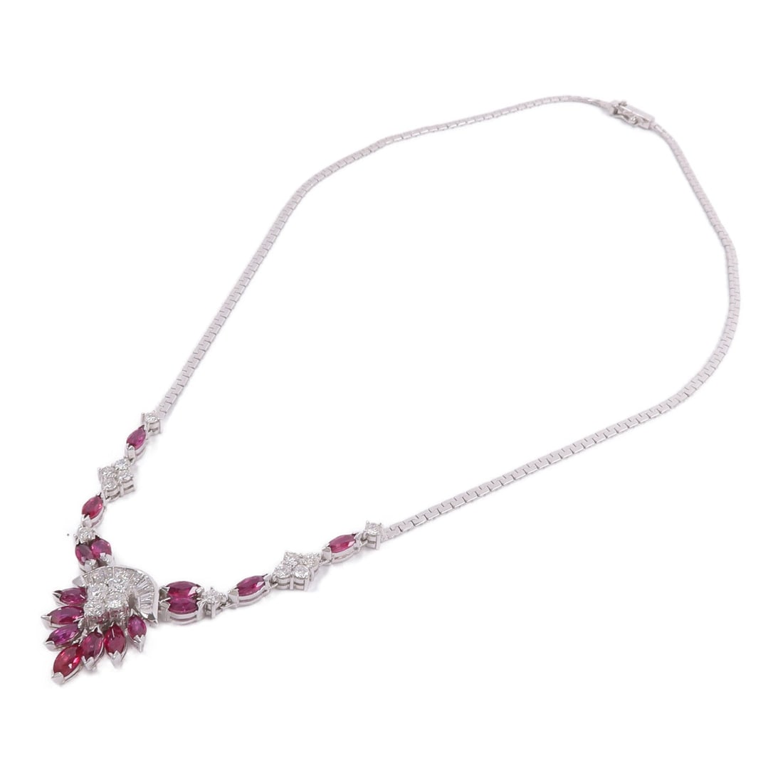 Ruby Diamond 14K White Gold Necklace - 4
