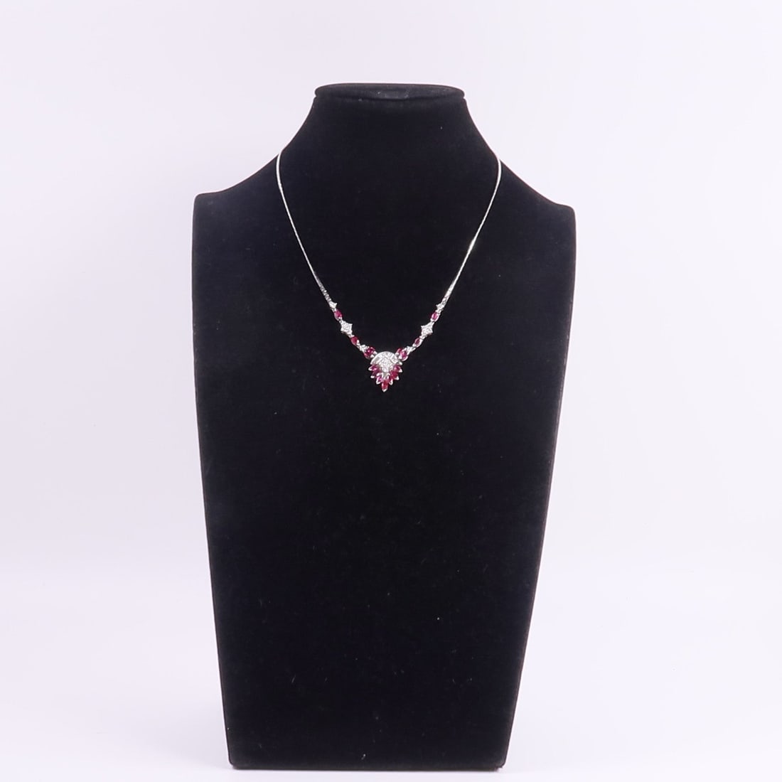 Ruby Diamond 14K White Gold Necklace - 8