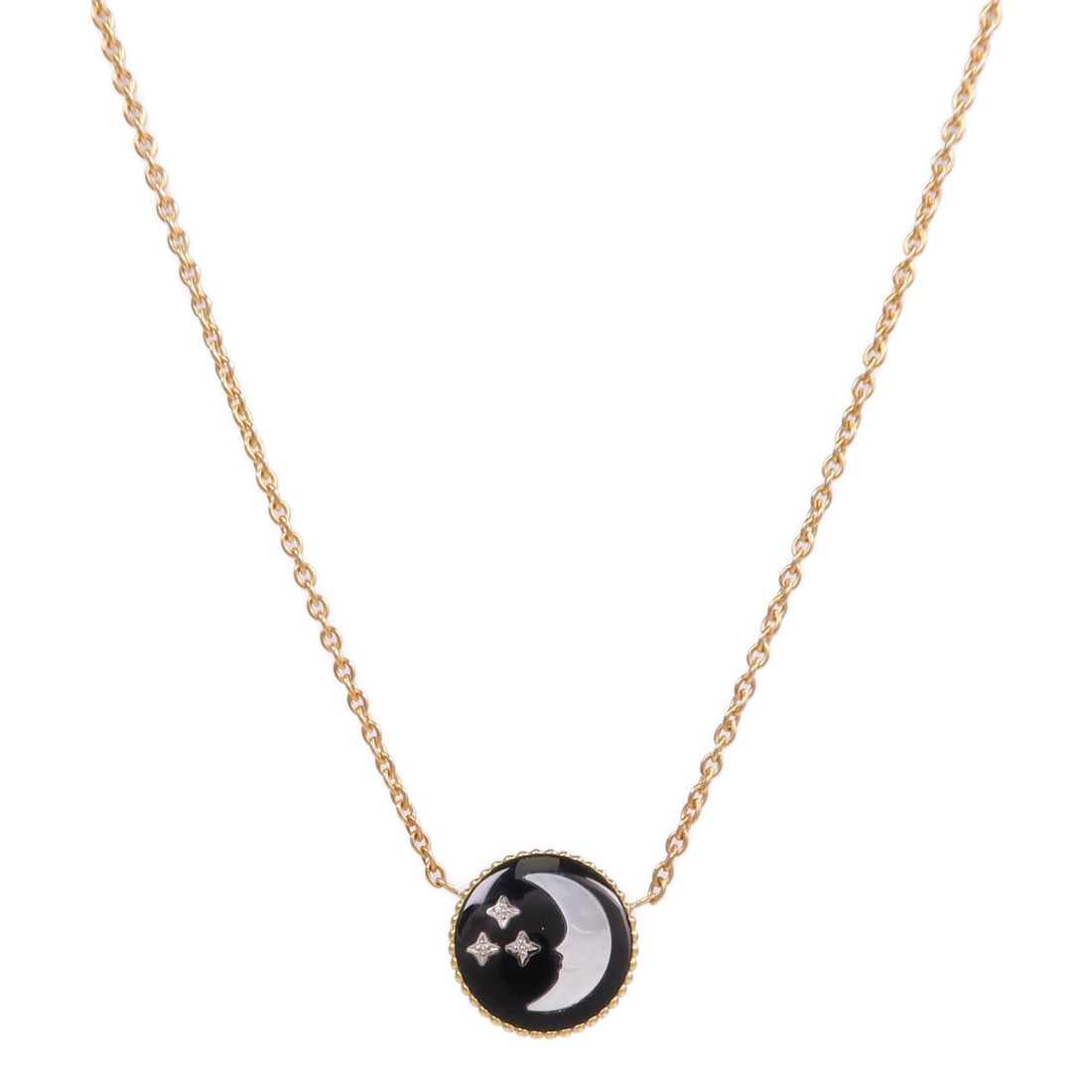 Dior Rose Celeste Necklace: Dior Rose Celeste necklace JSAM95002 in clear/black with stone and rare mother of pearl; K18 yellow gold × K18WG white gold × diamond/mother of pearl. Listed price 339,393.00. Real and