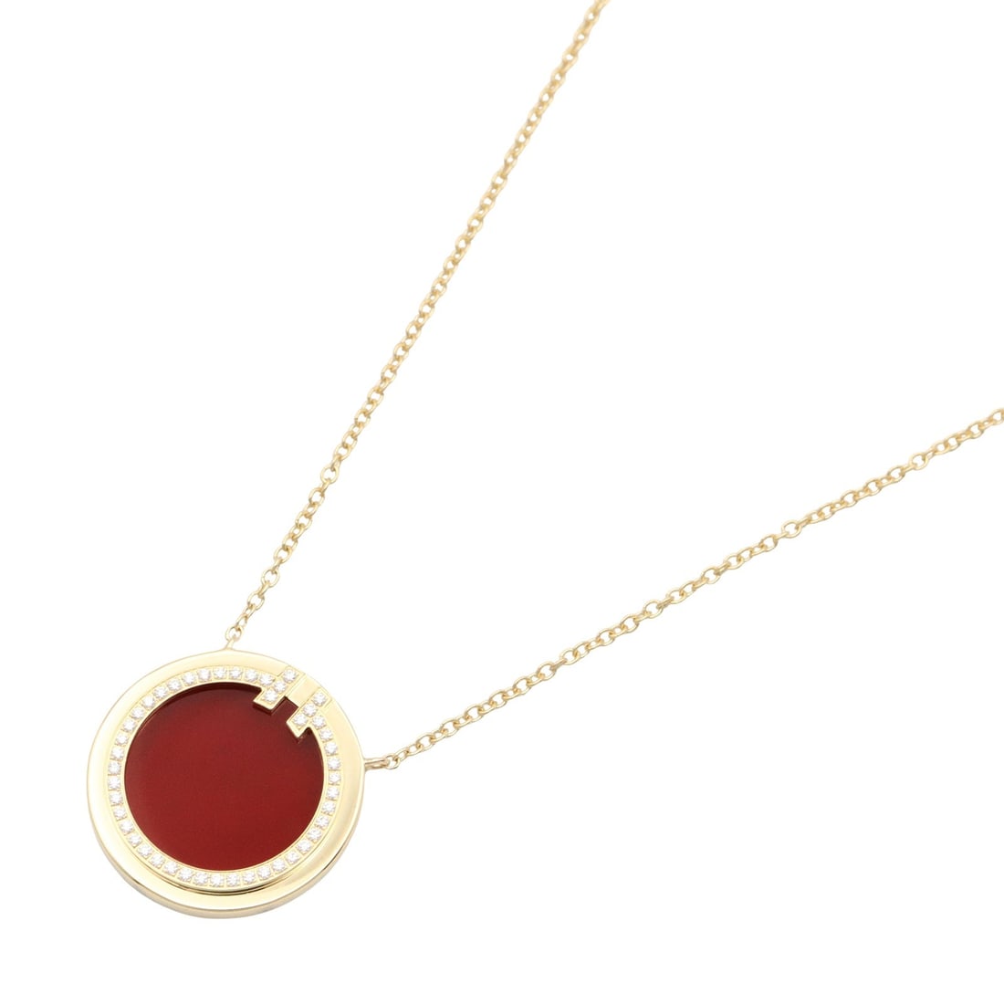 Tiffany T Two Circle Carnelian: T TWO Circle necklace in K18 yellow gold with carnelian and diamond.