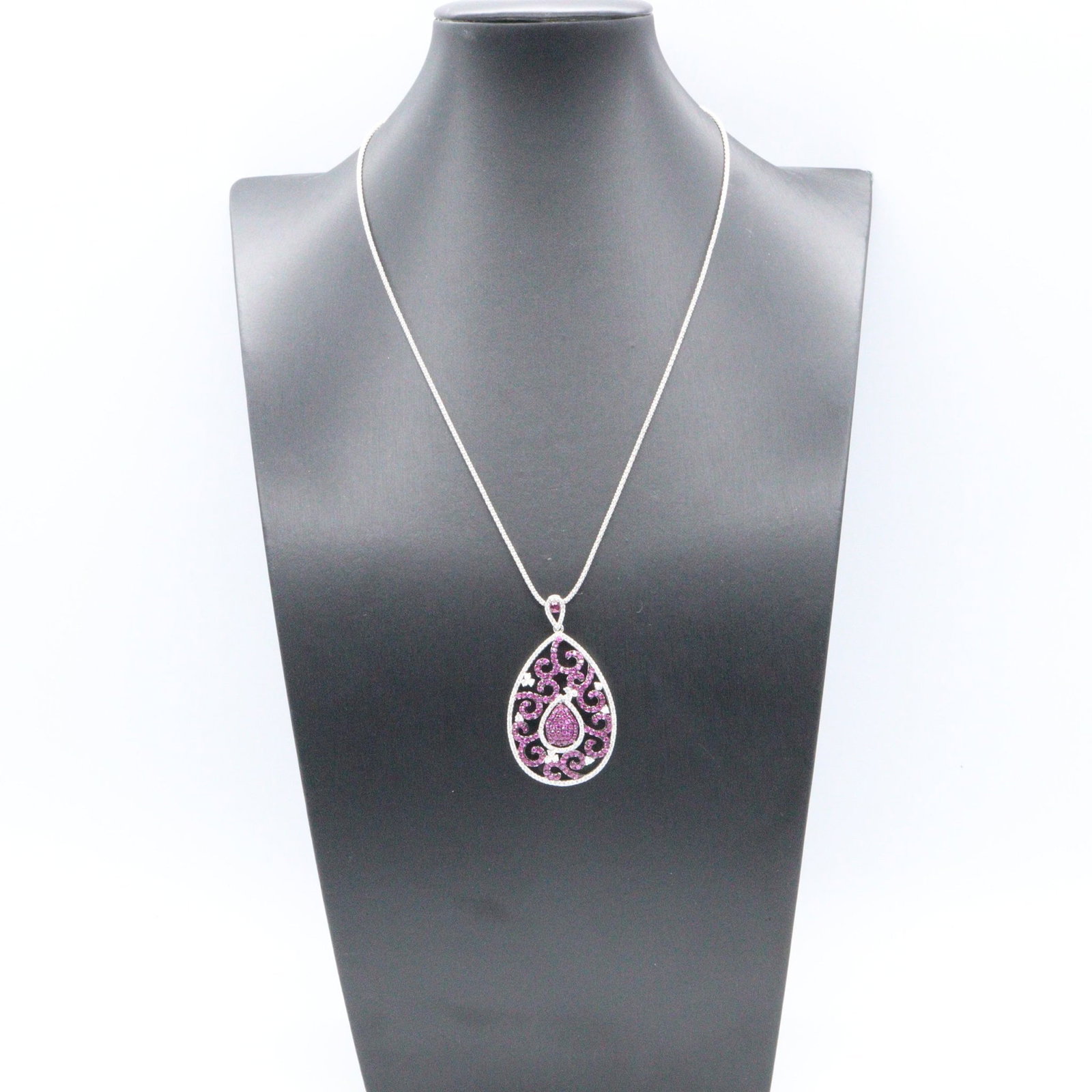 Ruby Diamond Necklace White Gold - 5