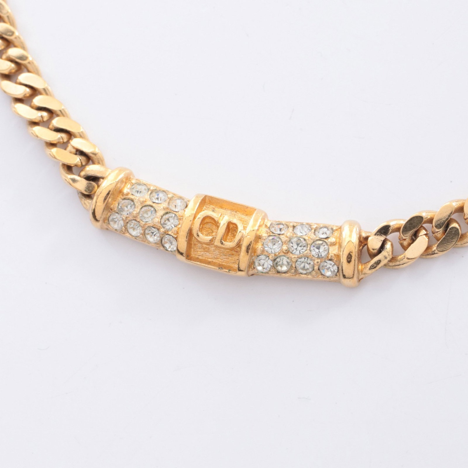 Dior CD Logo Kihei Necklace: Christian Dior CD logo Kihei necklace in GP with Ricestone, gold/clear. Listed price 27,273.00. Real and authenticated.