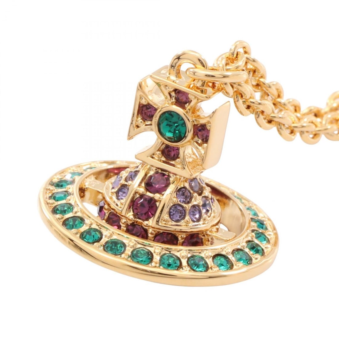 Vivienne KIKA Orb Gold Multi: KIKA ORB necklace in gold plated finish with multicolor rhinestones.
