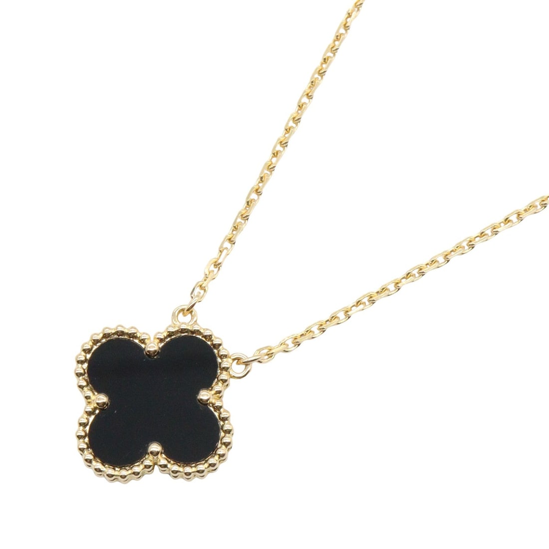 VCA Vintage Alhambra Onyx YG: Vintage Alhambra Onyx necklace in K18 yellow gold.