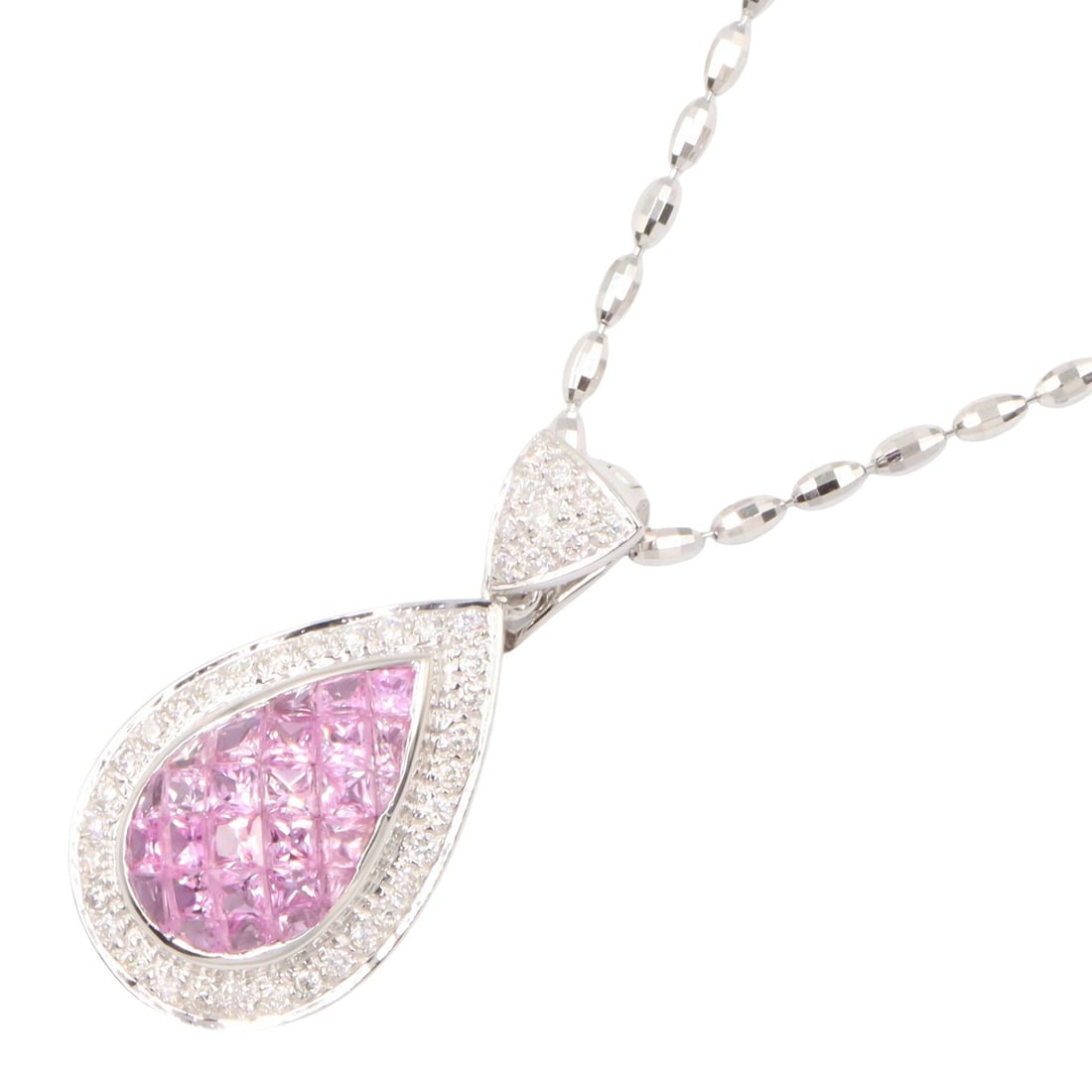 K18WG Pink Sapphire Diamond Necklace: No Brand Jewelry pink sapphire diamond necklace in K18WG white gold, pink/clear. Listed price 472,728.00. Real and authenticated.