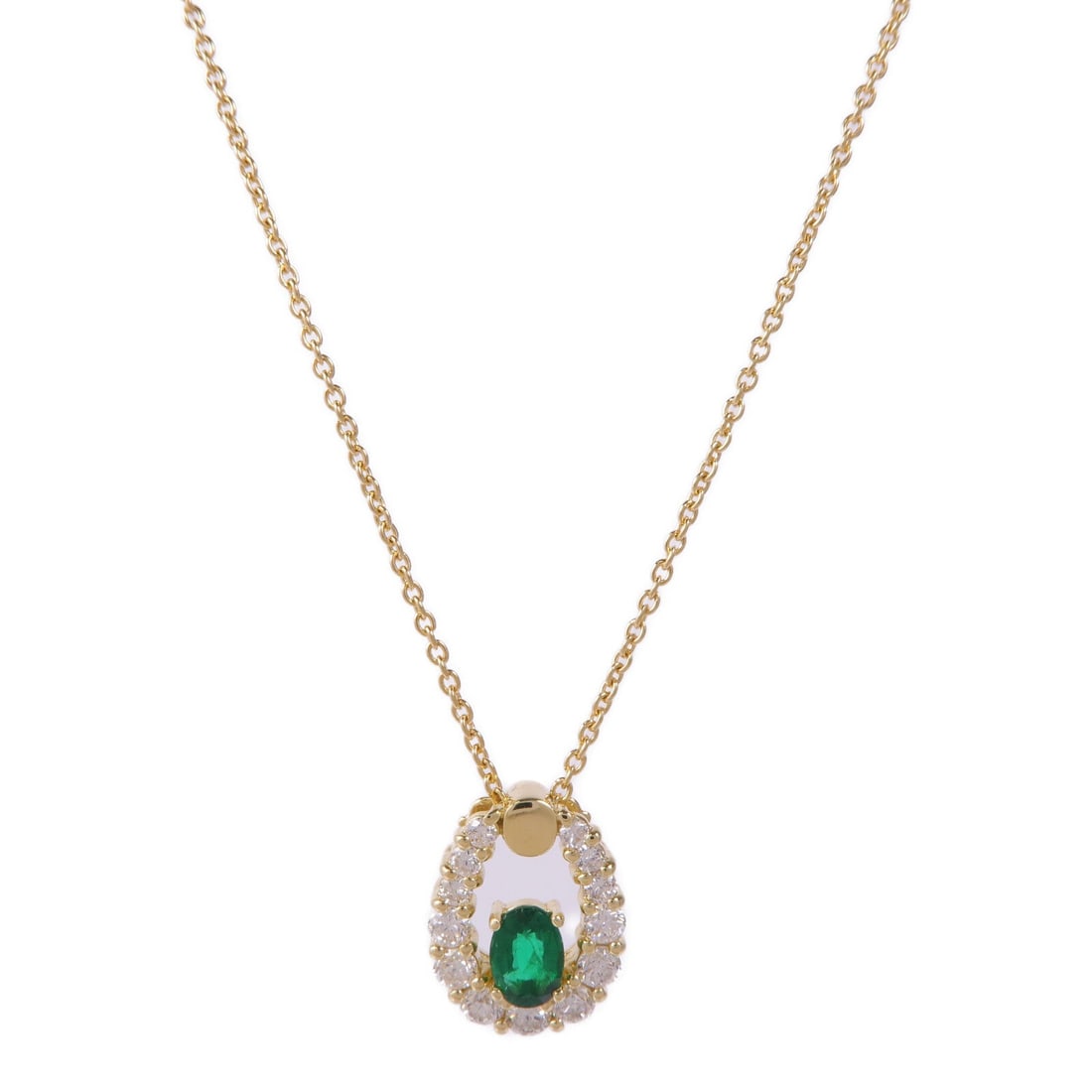 Emerald Diamond Necklace Yellow Gold (1 of 7)