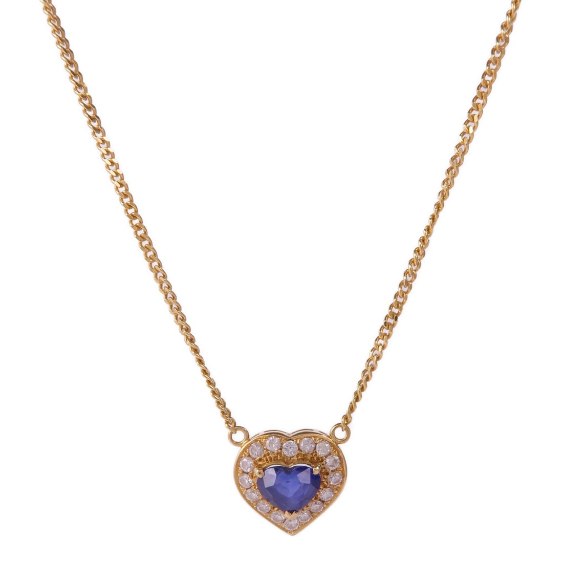 Sapphire Diamond Necklace Yellow Gold: Sapphire and diamond necklace in 18K yellow gold.