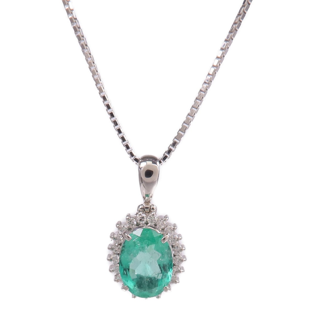 Emerald Diamond Necklace Platinum - 3
