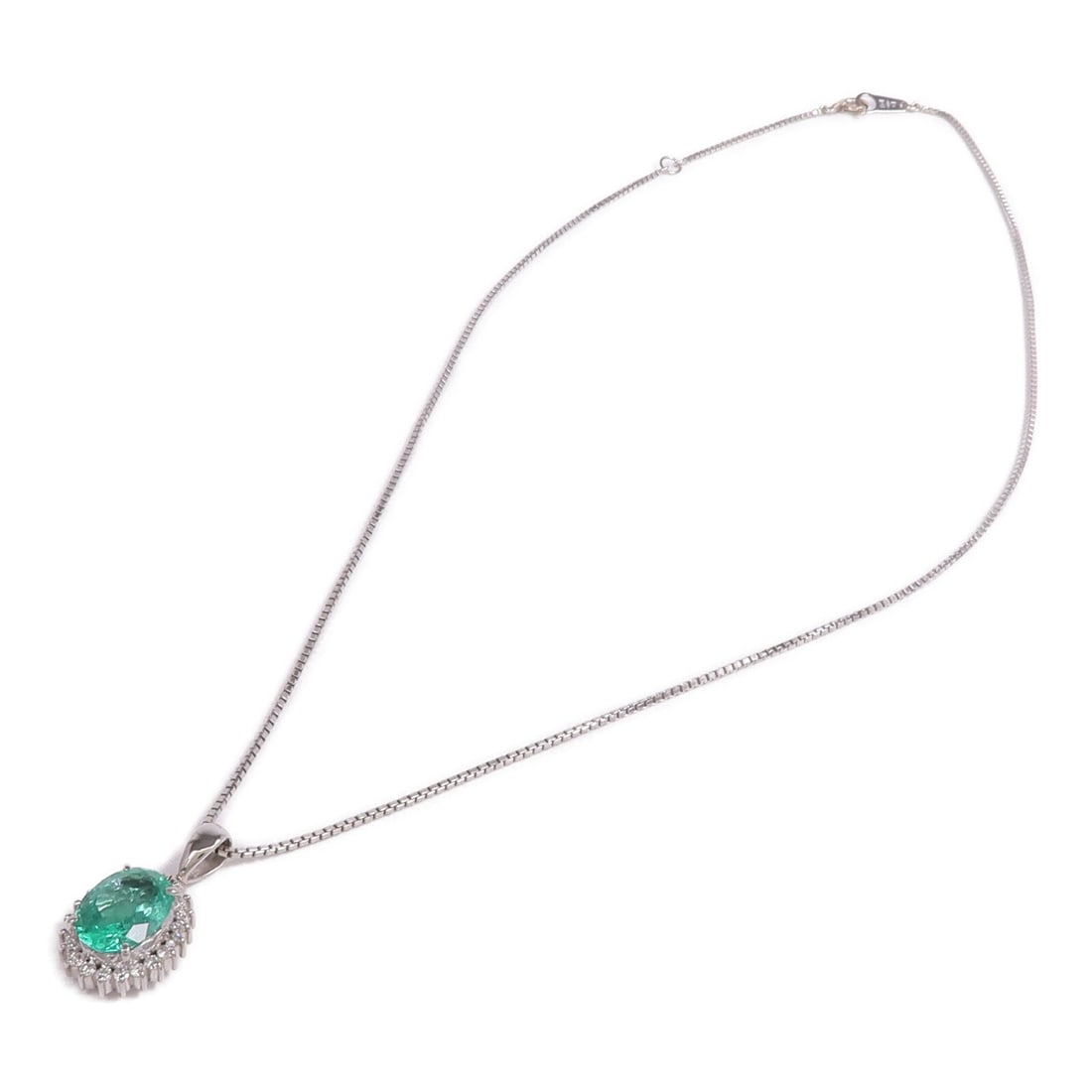 Emerald Diamond Necklace Platinum - 4