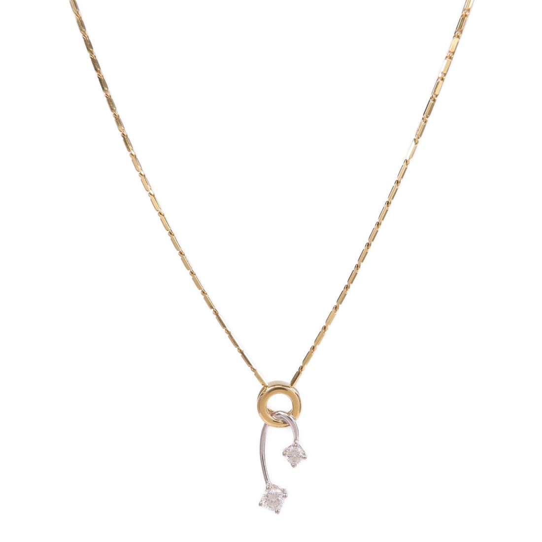 Diamond Necklace Yellow White Gold: Diamond necklace in 18K yellow gold and white gold.