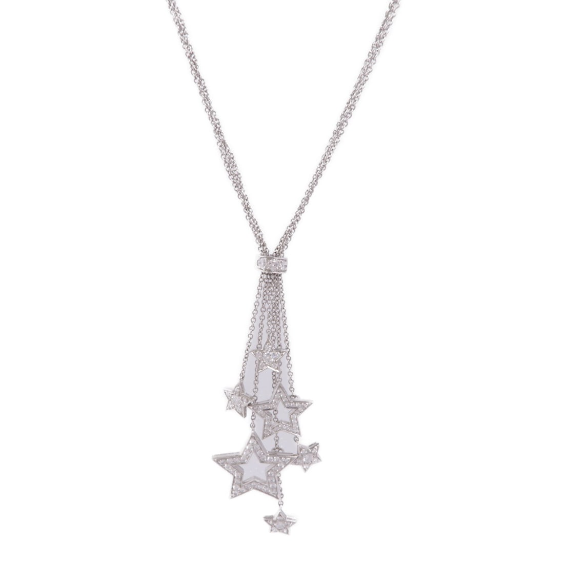 Tiffany Star Drop Necklace PT950: Pave Diamond Star Drop Dangle necklace in PT950 platinum.