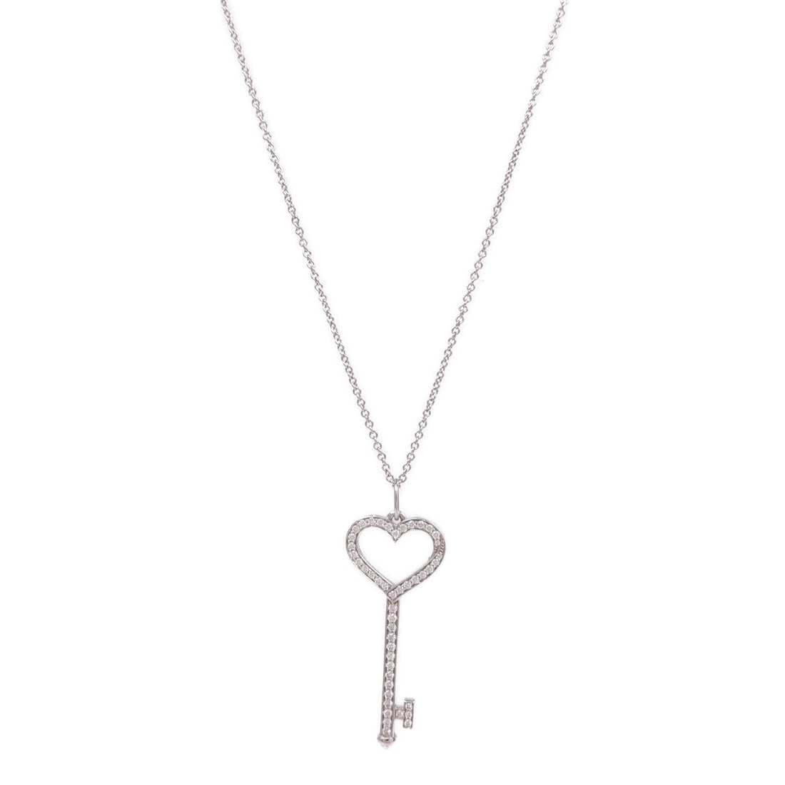 Tiffany Heart Key Diamond Necklace: Tiffany & Co. Heart Key In Platinum With Diamonds necklace in PT950 platinum. Listed price 394,422.00. Real and authenticated.