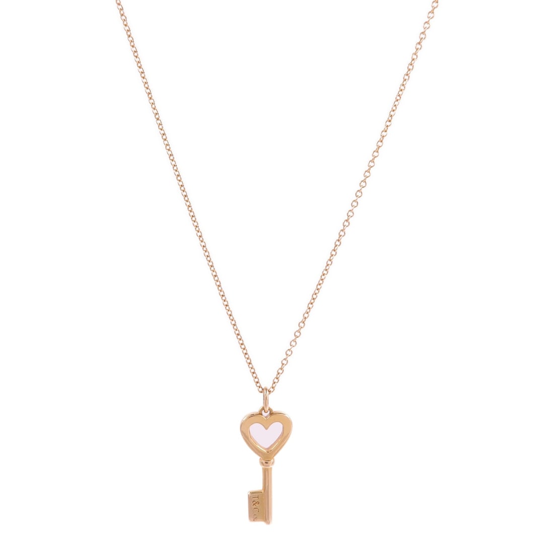 Tiffany Heart Key Necklace 18K Pink Gold: Heart Key pendant necklace in 18K pink gold.