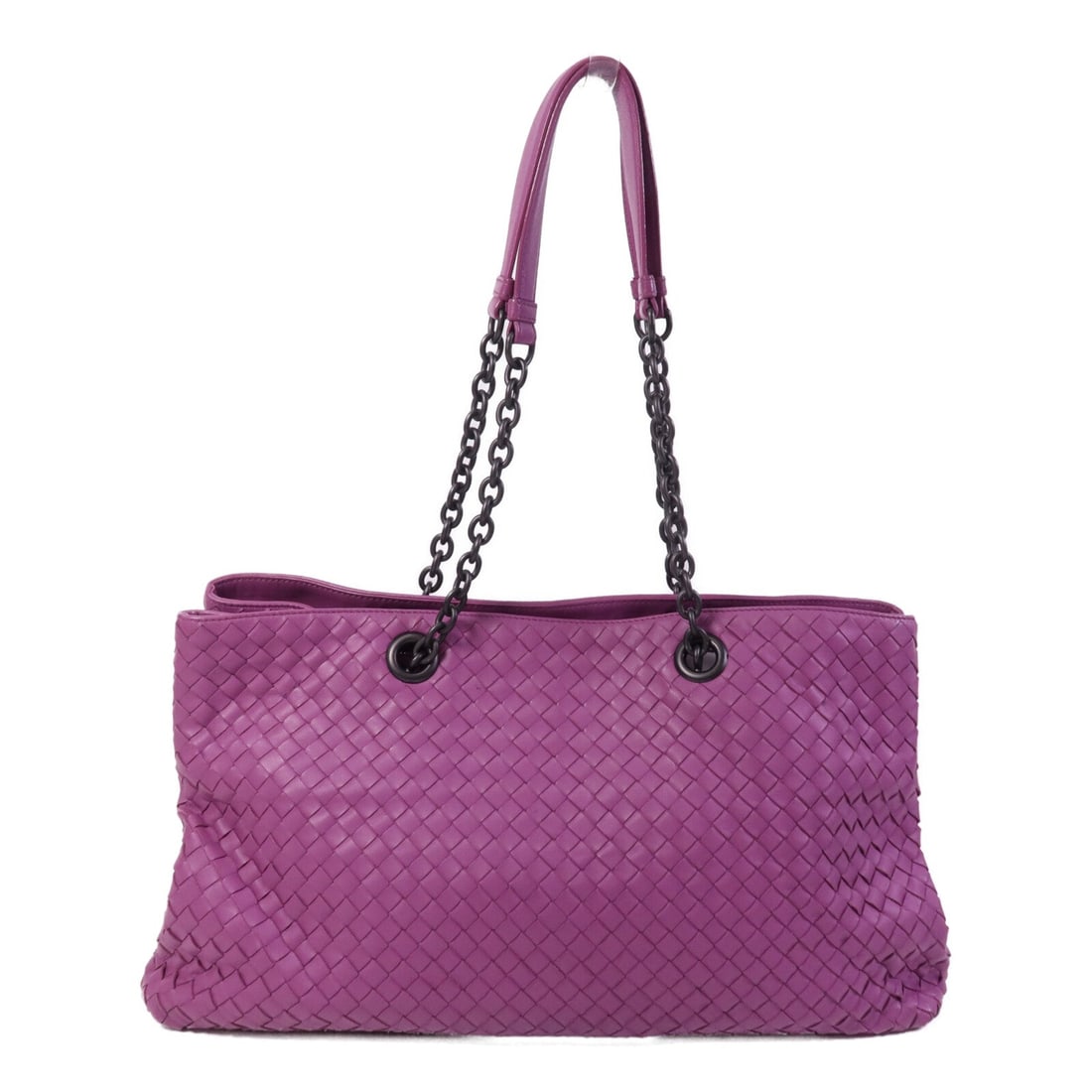 Bottega Shoulder Tote Purple: Shoulder tote in purple calfskin. Size 39 x 25 x 13 cm. Handle 57 cm.