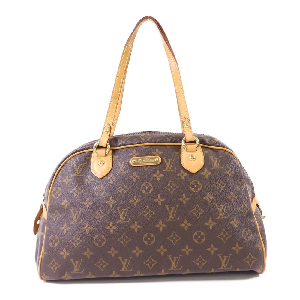 Louis Vuitton Montorgueil GM Monogram: Authenticated genuine Louis Vuitton Montorgueil GM shoulder bag in brown Monogram PVC coated canvas with gold-tone hardware. Product no. MI2048. Approx. W38 x H22 x D17 cm with 48 cm handle.