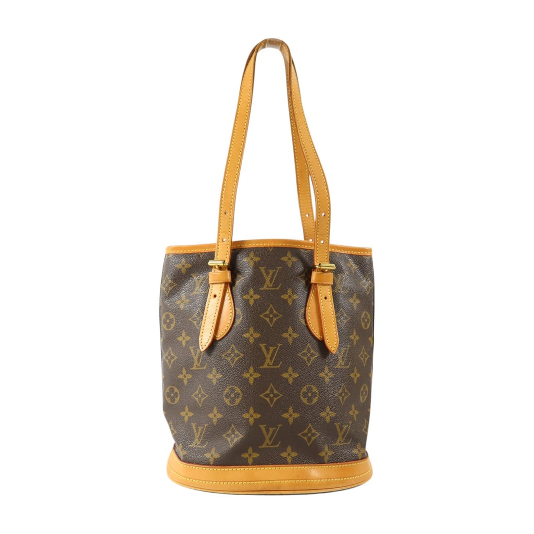 Louis Vuitton Bucket PM Monogram: Bucket PM tote handbag M42238 in brown Monogram canvas. Size 23 x 26 x 16 cm.