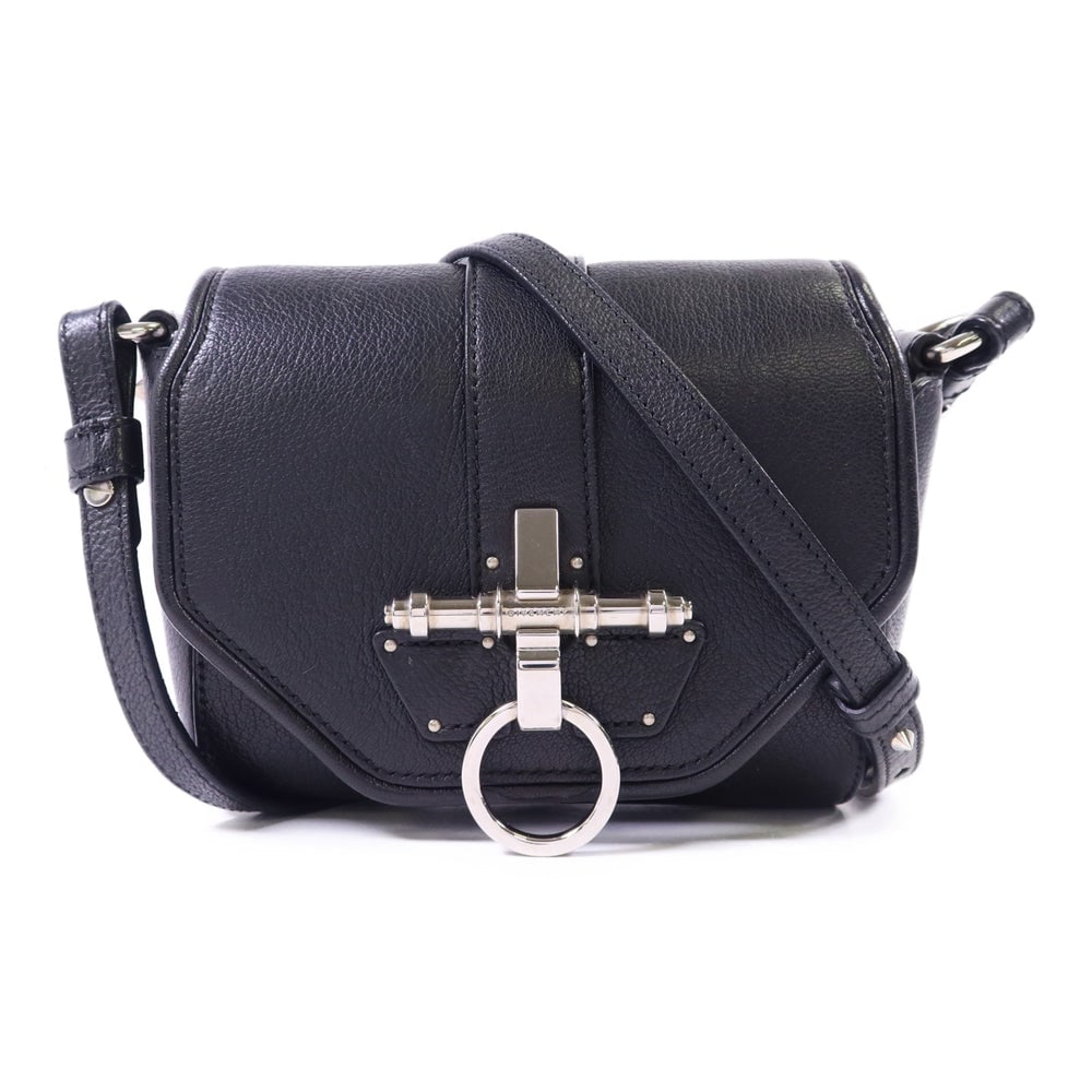 Givenchy Obsedia Crossbody Black: Authenticated genuine Givenchy Obsedia crossbody shoulder bag in black lambskin leather with silver-tone hardware. Product no. EF3 0313. Approx. W16 x H14 x D7 cm; shoulder 81-96 cm.