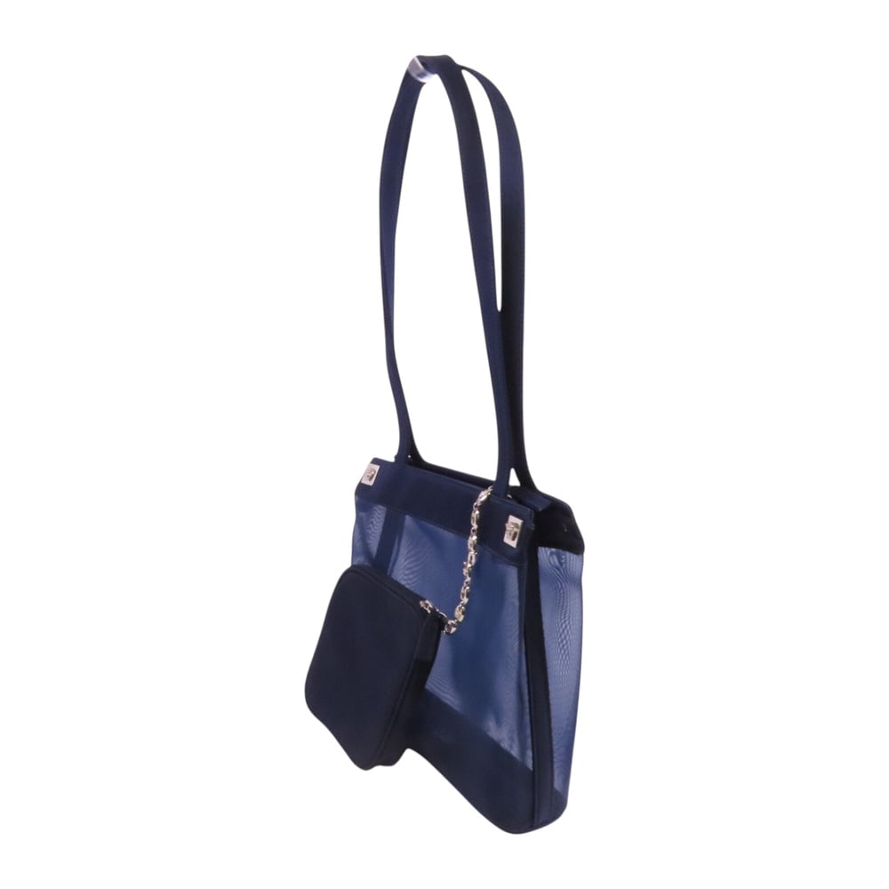 Versace Nylon Tote Shoulder Navy - 3