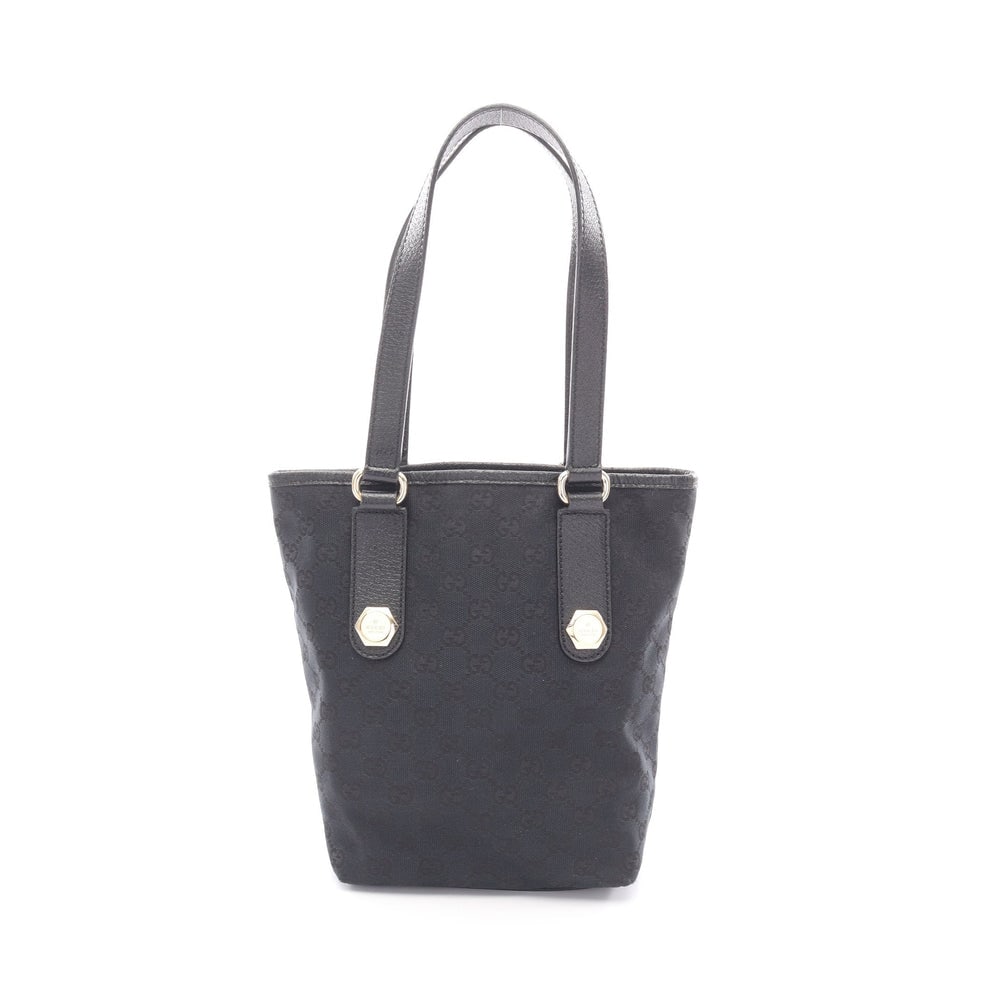 Gucci Gg Canvas Tote Black: Gucci Gg Canvas Handbag Tote Bag. Color: Black. Material: Canvas Leather. Size: 26/18 X 25 X 10 Cm. Handle: 50 Cm.