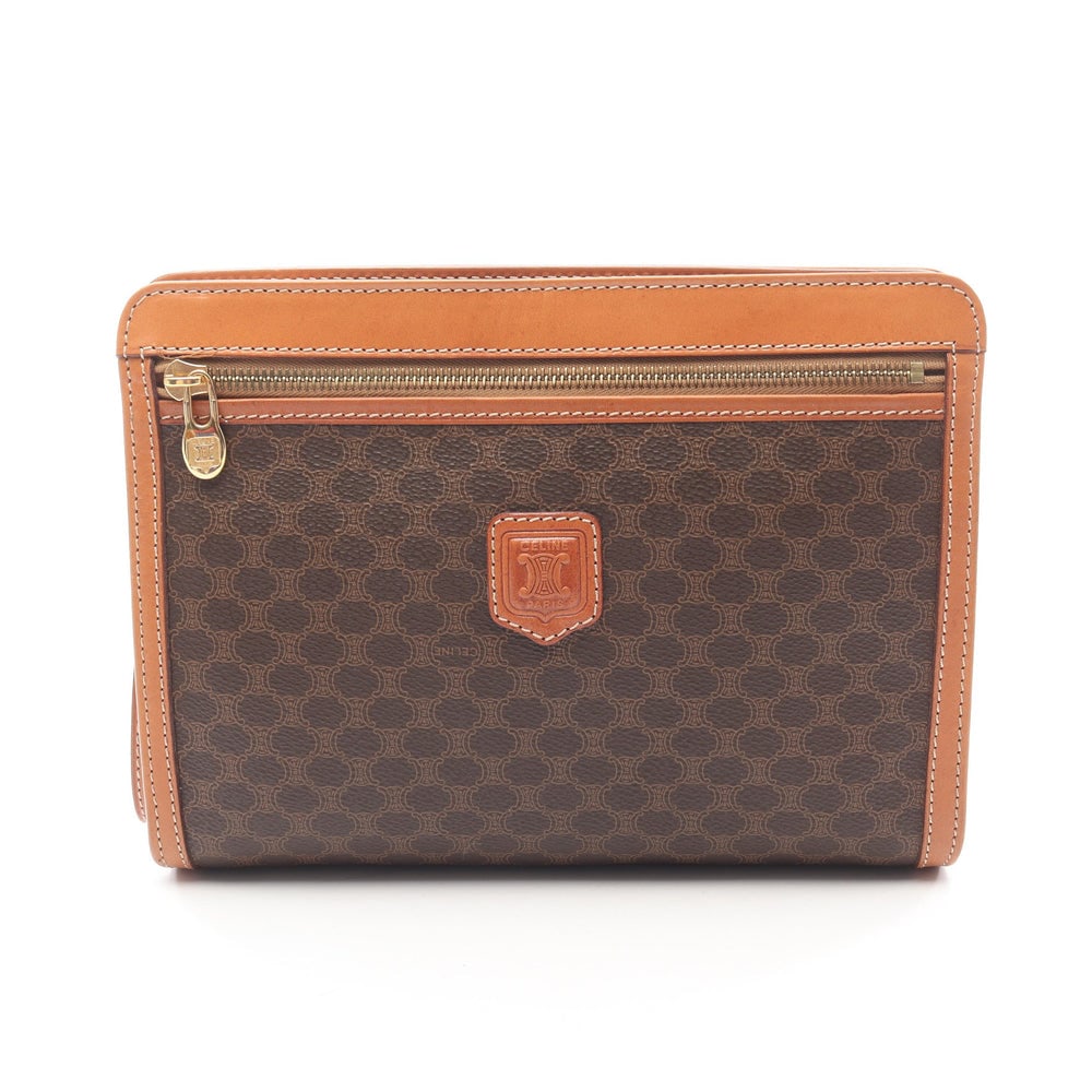 Celine Macadam Clutch Dark Brown: Celine Macadam Clutch Bag. Color: Dark Brown Light Brown. Material: Pvc Leather. Size: 25 X 19 X 5 Cm. Strap: 34 Cm.