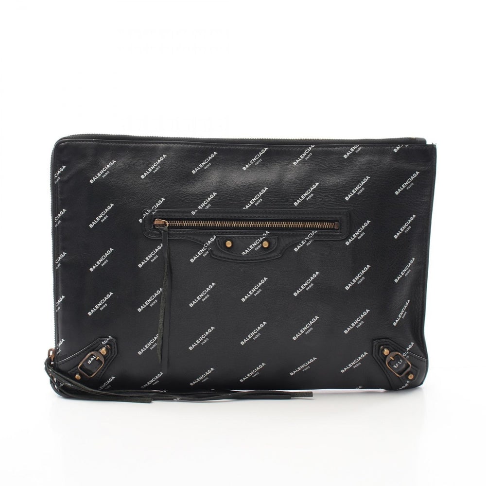 Balenciaga Classic Pouch Black: Balenciaga Logo Print Classic Pouch Clutch Bag. Color: Black. Material: Leather. Size: 33.5 X 23.5 X 0.5 Cm.