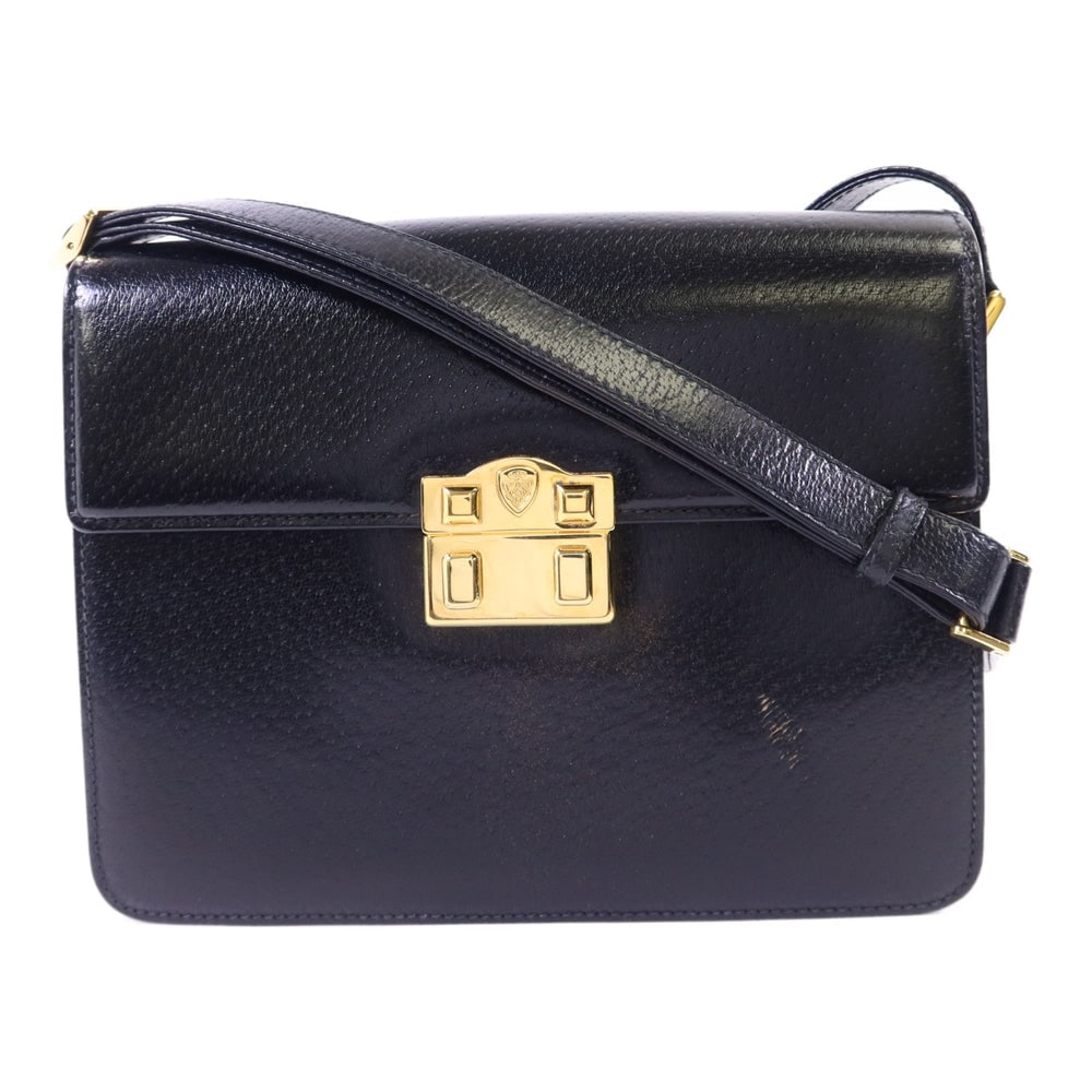 Gucci Black Calfskin Shoulder Bag: Authentic and authenticated Gucci shoulder bag in black calfskin. Approx. 24W x 18H x 6D cm with 105-128 cm shoulder strap. No accessories listed.