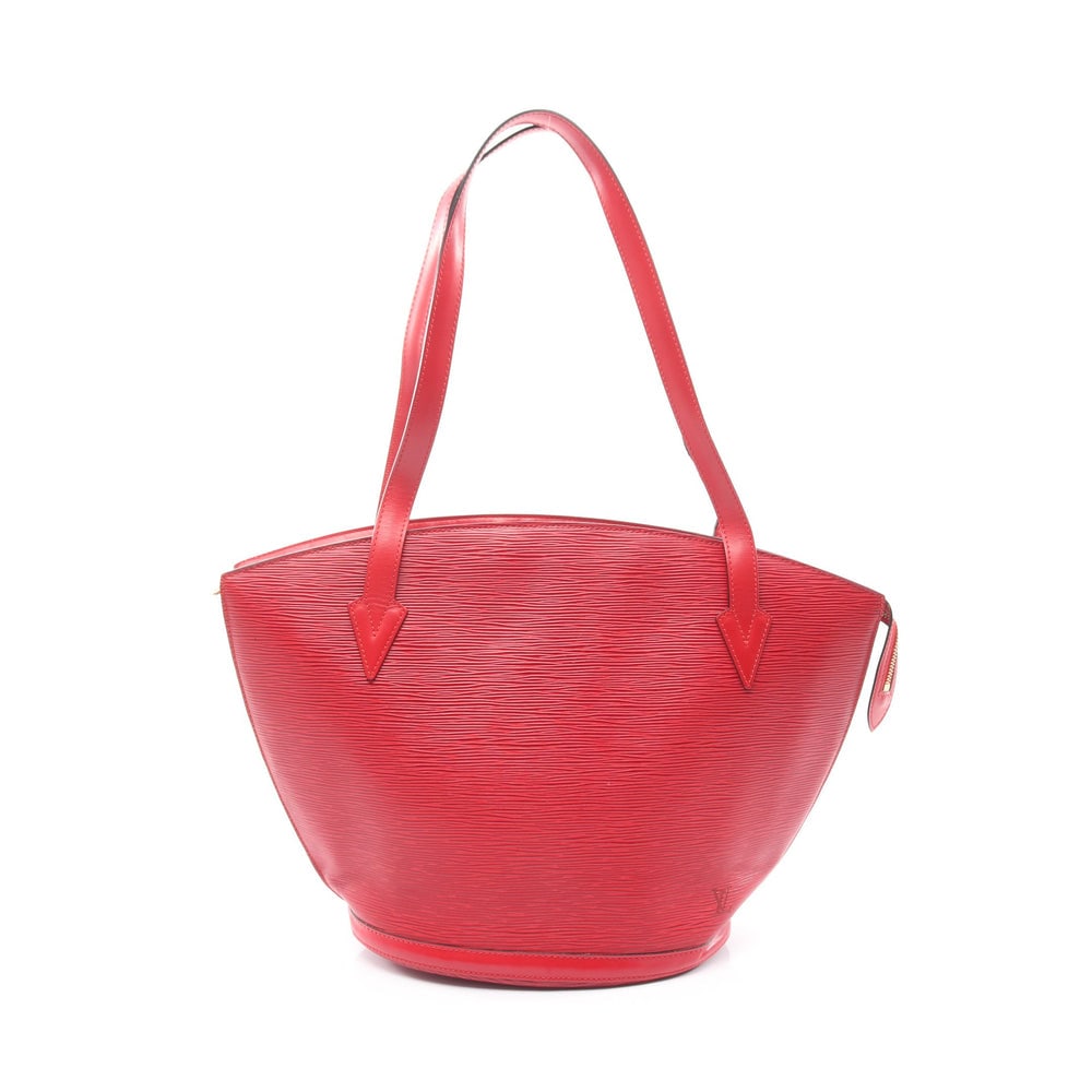 LV Saint Jacques Epi Red Shoulder Bag: Authentic and authenticated Louis Vuitton Saint-Jacques Shopping Epi Castilian red shoulder bag in red leather. Model M52267, product no. AS0011. Approx. 30H x 44/26W x 16.5D cm with 72 cm strap.