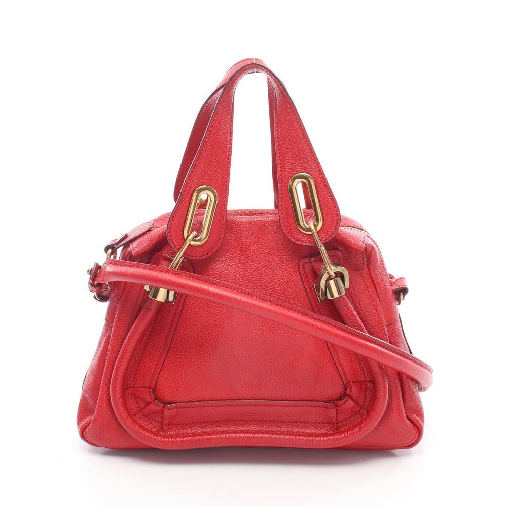 Chloe Paraty Small 2Way Red: Red leather Paraty Small handbag. Includes shoulder strap. 28 x 22.5 x 12 cm.