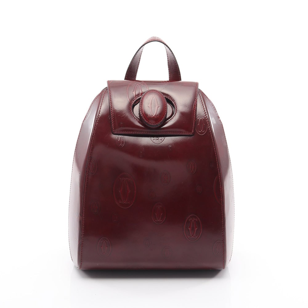 Cartier Happy Birthday Backpack: Bordeaux leather backpack. Model L1000244. 20.5 x 25 x 11 cm.