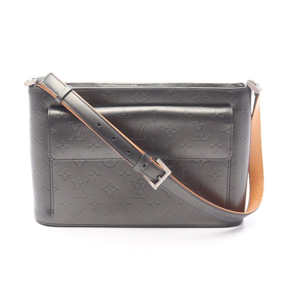 LV Alston Monogram Mat Shoulder Bag: Authentic and authenticated Louis Vuitton Alston Monogram Mat Noir shoulder bag in black leather. Model M55122, product no. CA1002. Approx. 19H x 29/30W x 8D cm with 61-71 cm strap.