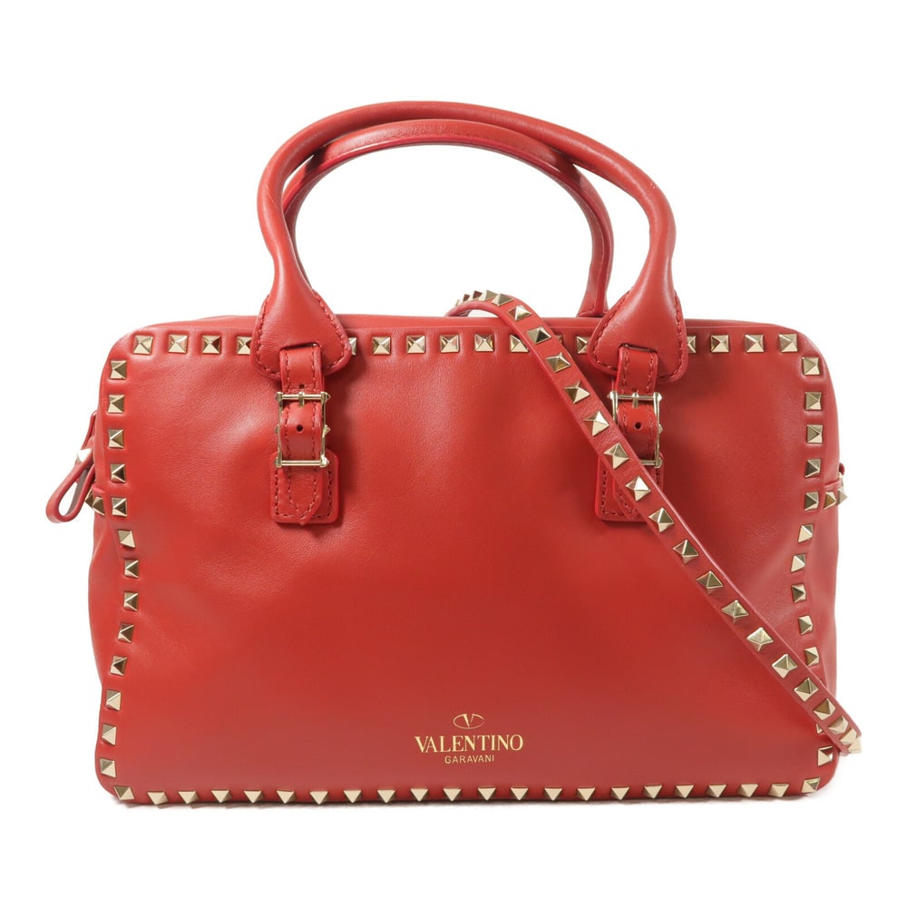 Valentino Red Boston 2way Bag: Authentic and authenticated Valentino Boston bag 2way shoulder bag in red calfskin. Product no. BL-M169B0L2. Approx. 31.5W x 20.5H x 10D cm with 35 cm handle. Includes shoulder strap.