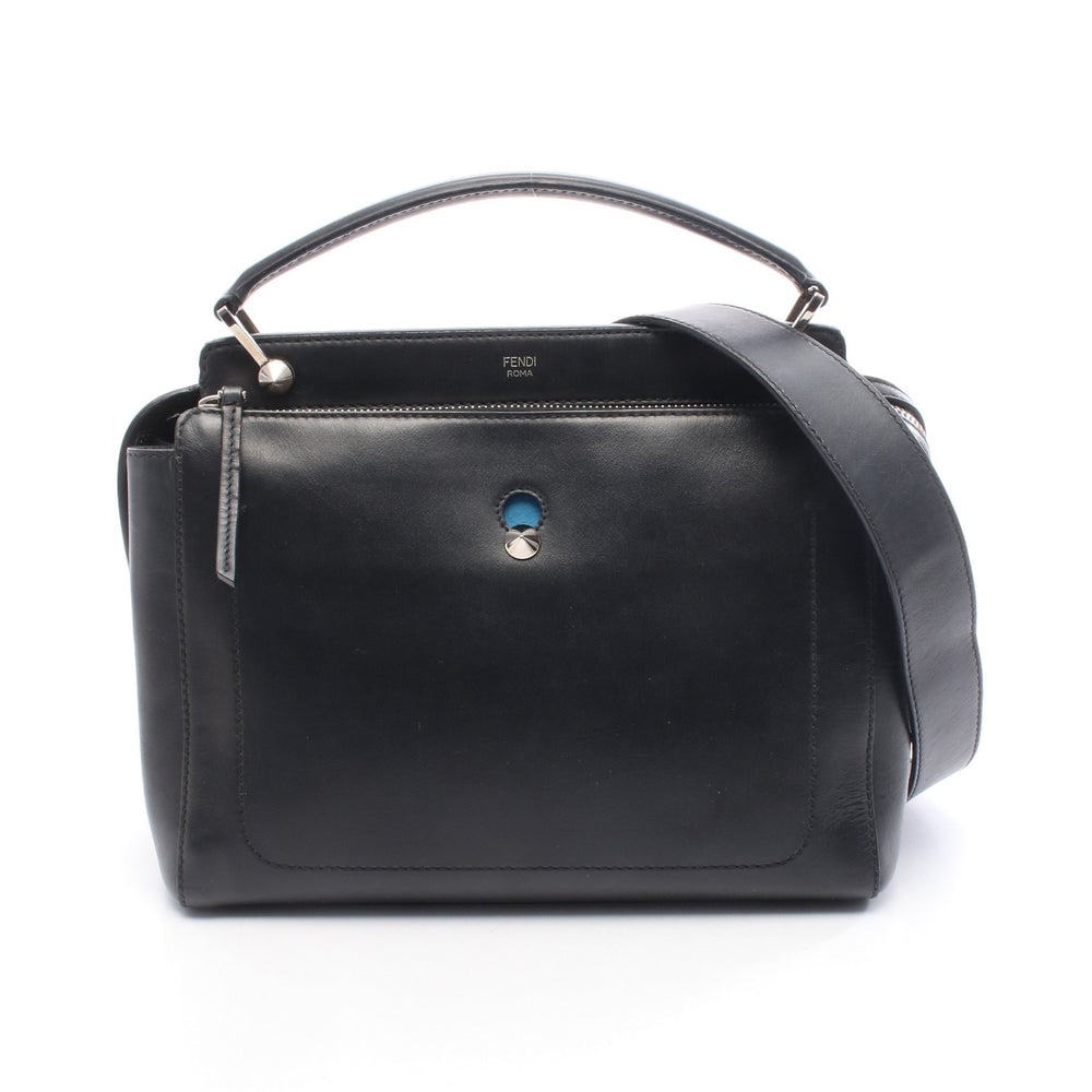 Fendi Dotcom 2WAY Handbag Black: Authentic and authenticated Fendi Dotcom 2WAY handbag in black leather. Model 8BN293. Approx. 20H x 32/30W x 14D cm with 36 cm handle and 90 cm strap. Includes shoulder strap and inner pouch.