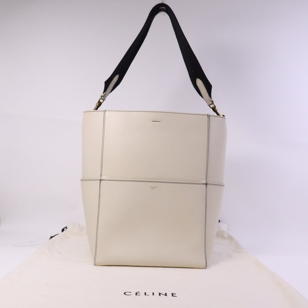 Celine Sangle Bucket Tote White - 10