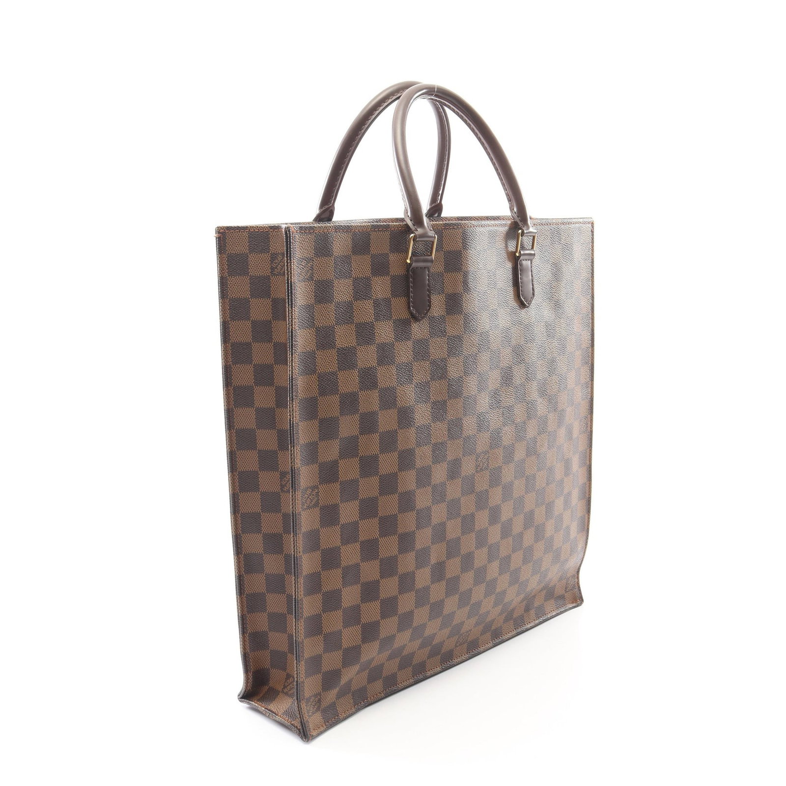 Louis Vuitton Sac Plat Damier: Sac Plat tote in brown Damier canvas. Size 36 x 38 x 8.5 cm.