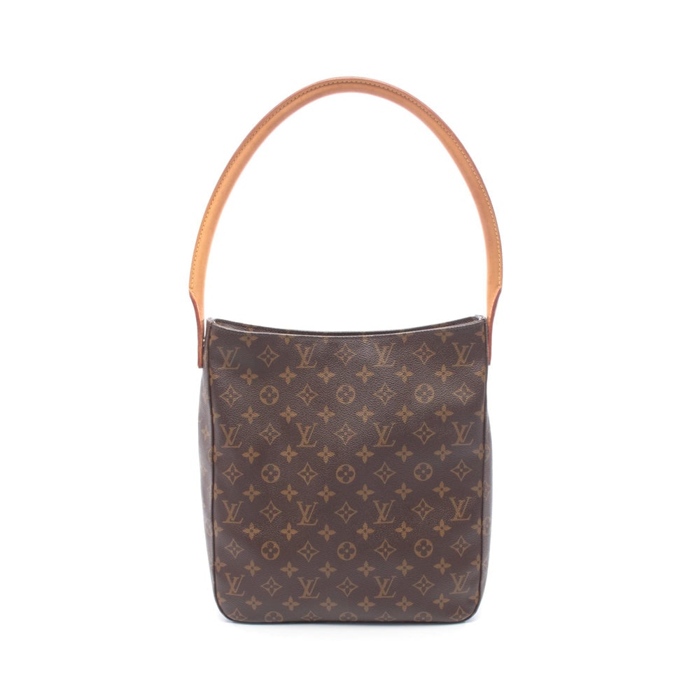 Louis Vuitton Looping GM Monogram: Authenticated genuine Louis Vuitton Looping GM shoulder bag in brown Monogram PVC leather, model M51145, product no. DU0022. Approx. H31 x W28 top/28.5 base x D11 cm.