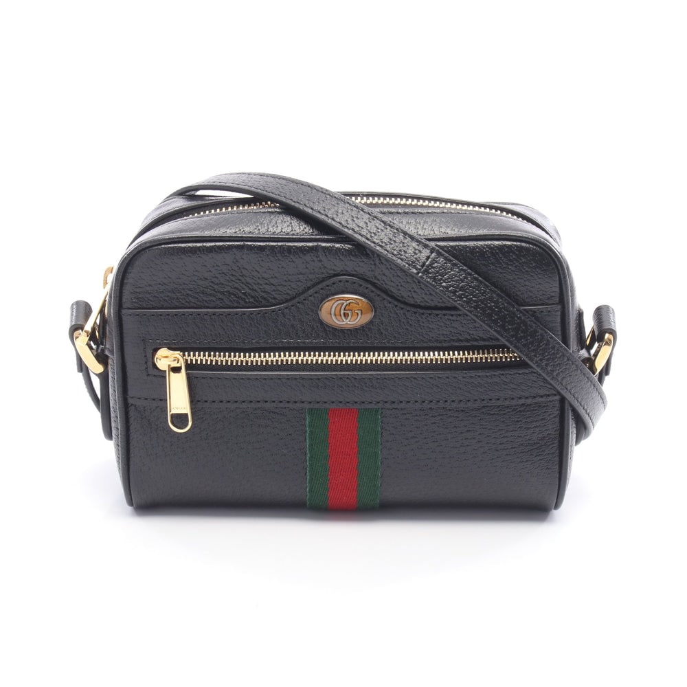 Gucci Ophidia Leather Shoulder Bag: Authenticated genuine Gucci Ophidia shoulder bag in black multicolor leather, model 719885. Approx. H13 x W18 x D5.5 cm with 158 cm strap. No accessories listed.